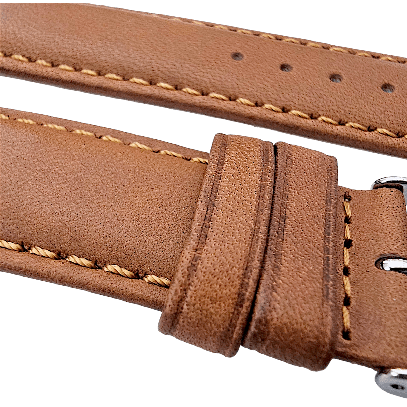 Horween Dublin Leather Watch Strap 20mm 22mm Caramel Brown - Wrist Envy