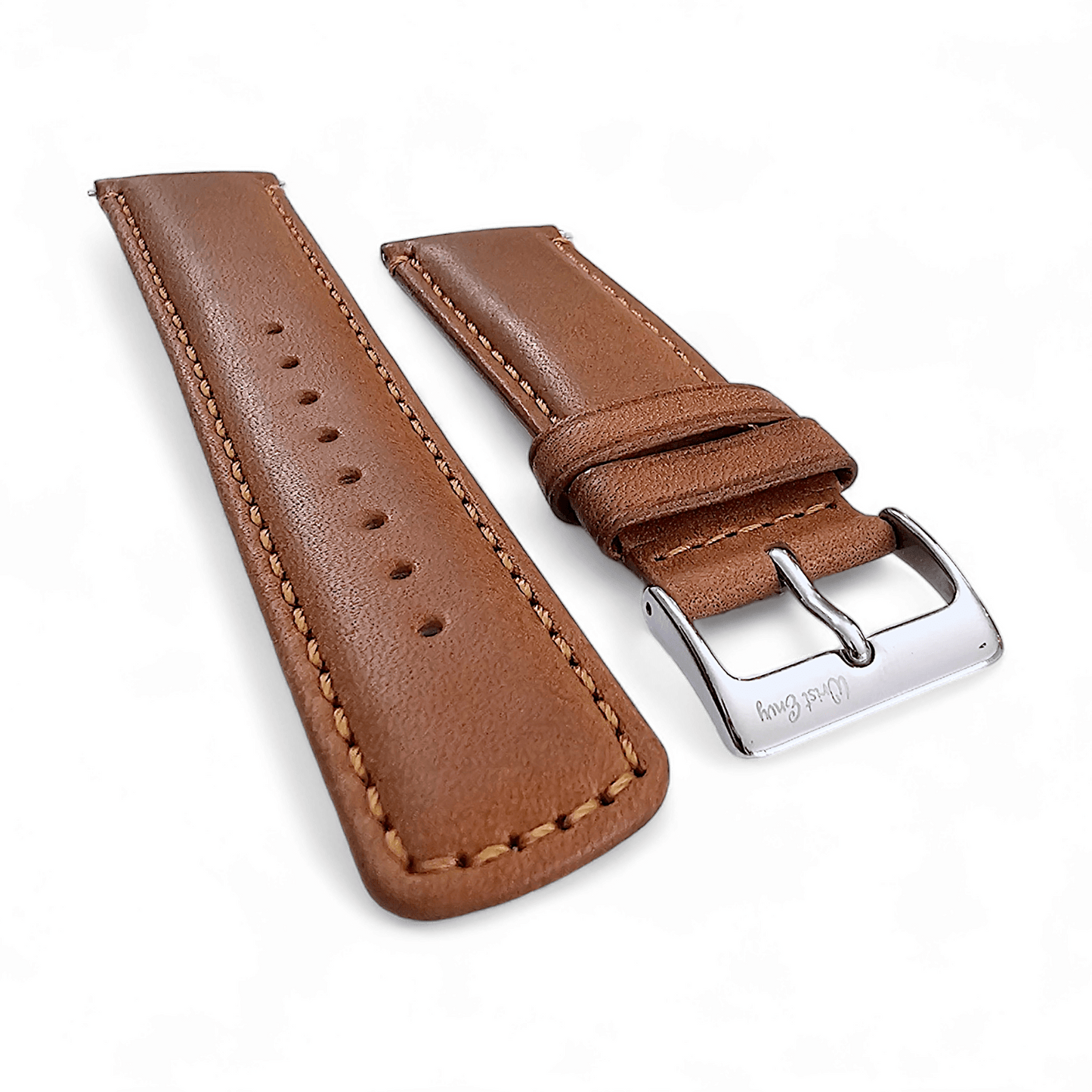 Horween Dublin Leather Watch Strap 20mm 22mm Caramel Brown - Wrist Envy