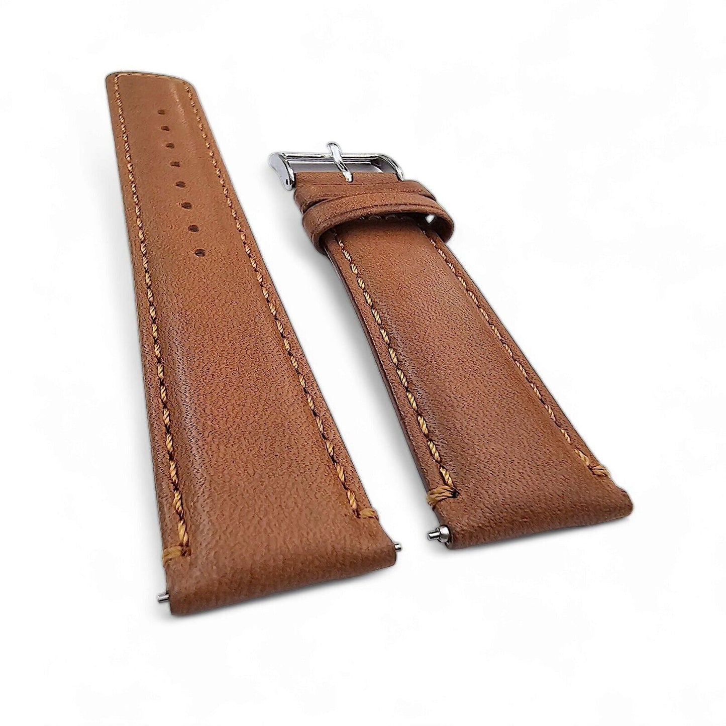 Horween Dublin Leather Watch Strap 20mm 22mm Caramel Brown - Wrist Envy