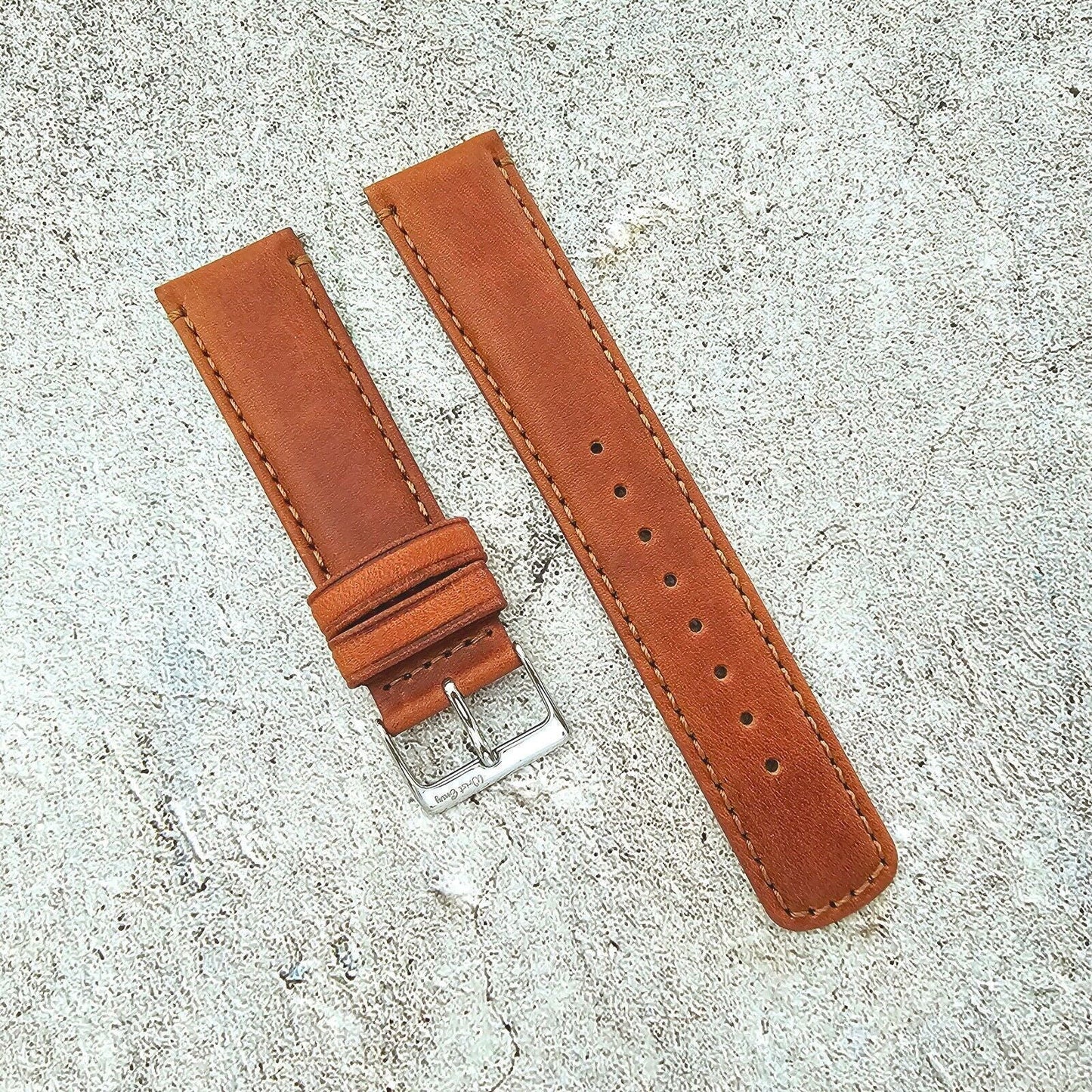 Horween Dublin Leather Watch Strap 20mm 22mm Chestnut Brown - Wrist Envy