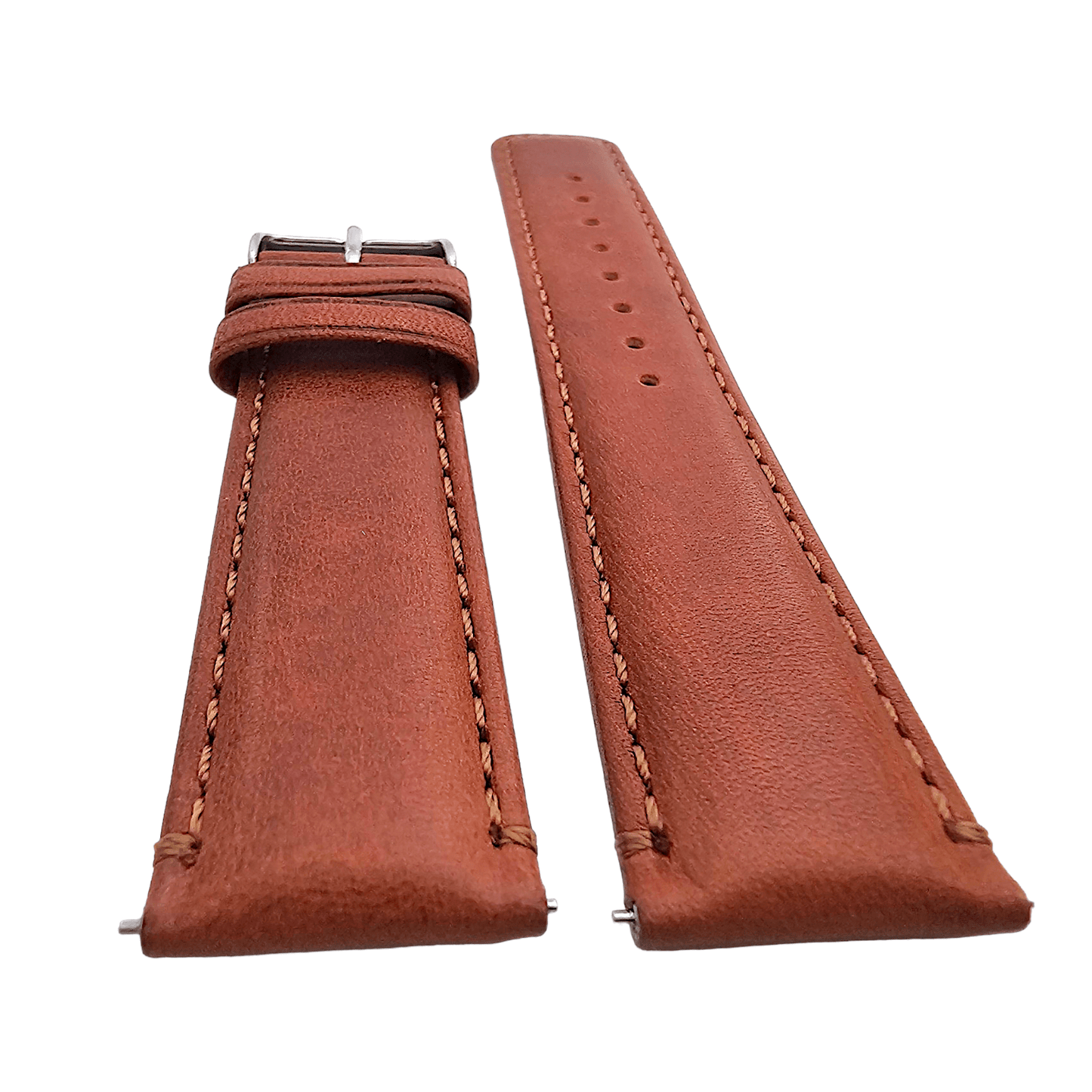 Horween Dublin Leather Watch Strap 20mm 22mm Chestnut Brown - Wrist Envy