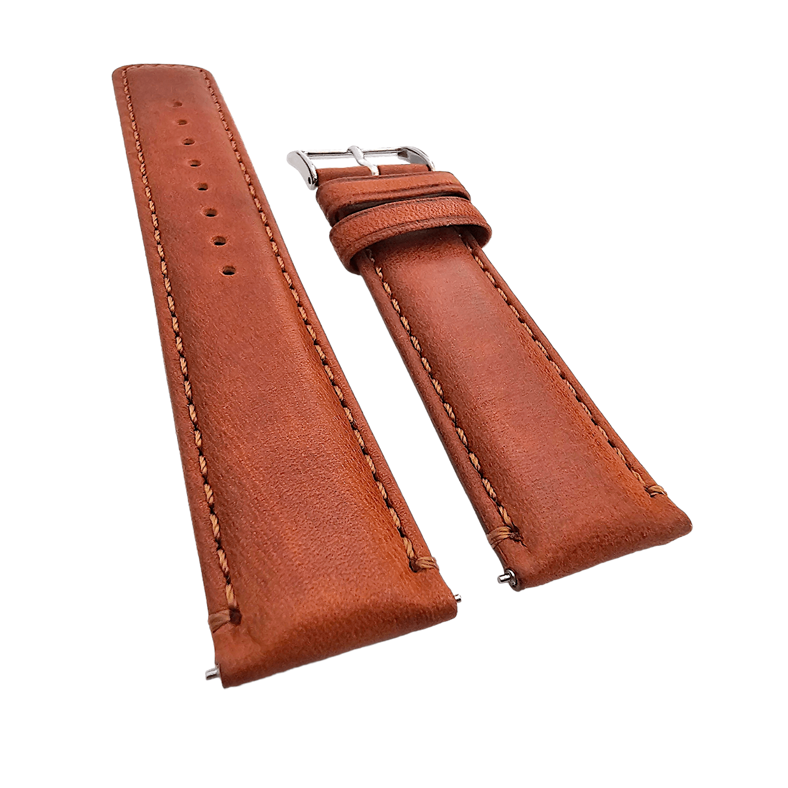 Horween Dublin Leather Watch Strap 20mm 22mm Chestnut Brown - Wrist Envy