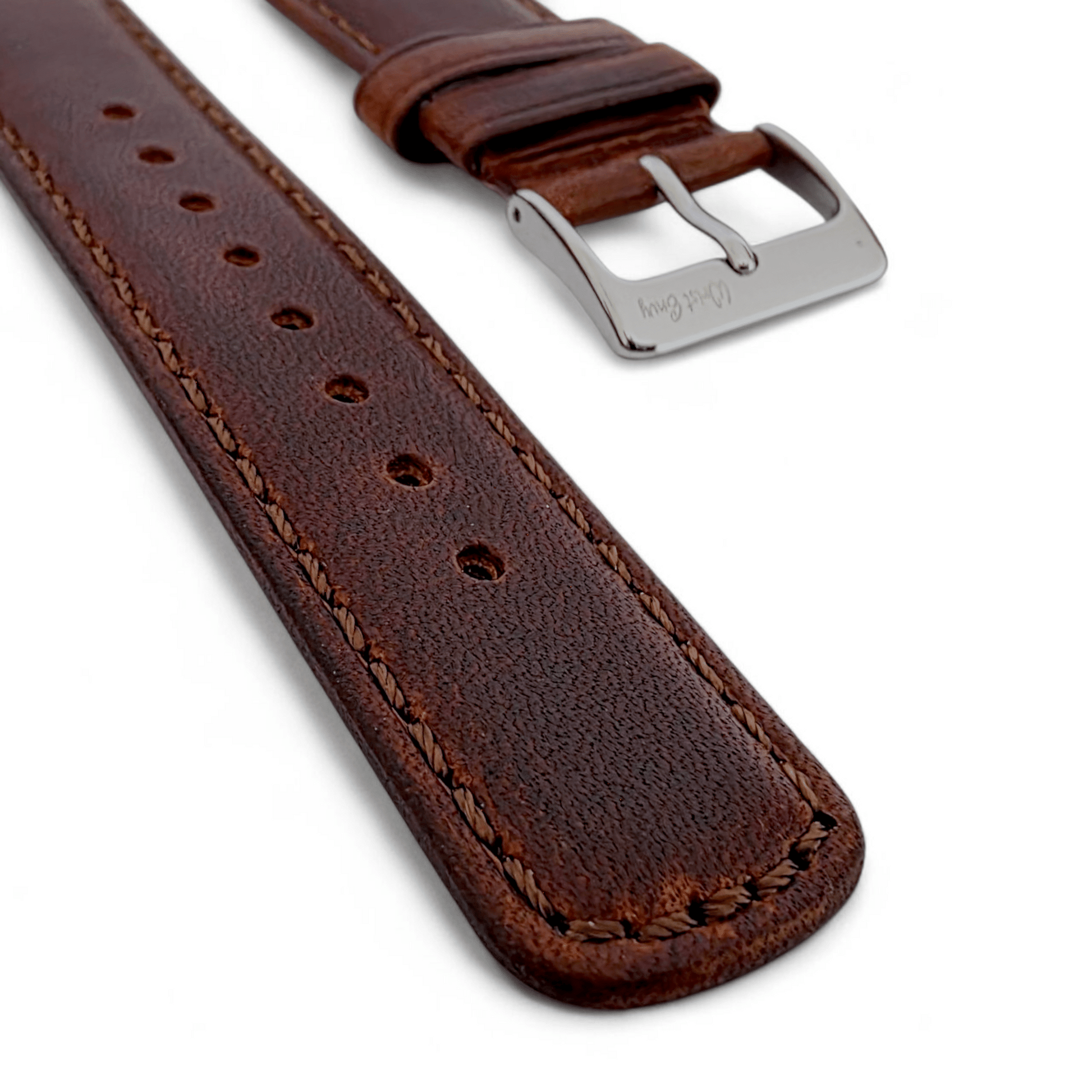 Horween Dublin Leather Watch Strap 20mm 22mm Dark Brown - Wrist Envy