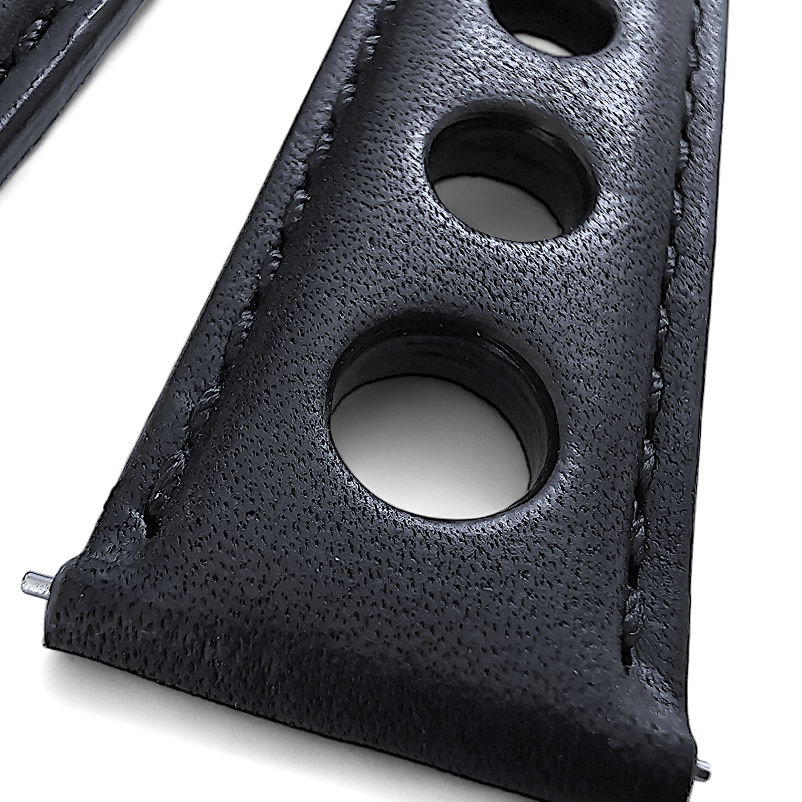 Horween Leather Rally Hole Punched Watch Strap Black 18mm, 20mm, 21mm, 22mm - Wrist Envy