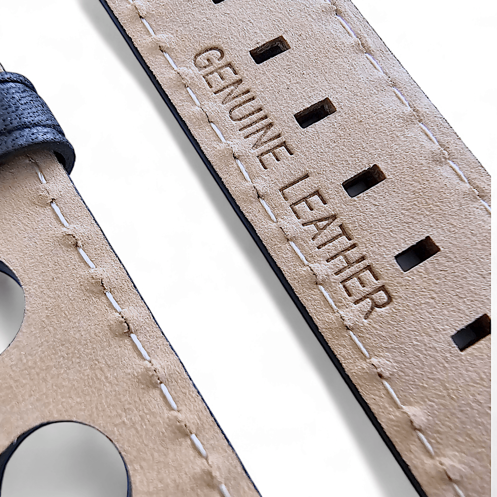 Horween Leather Rally Hole Punched Watch Strap Black 18mm, 20mm, 21mm, 22mm - Wrist Envy