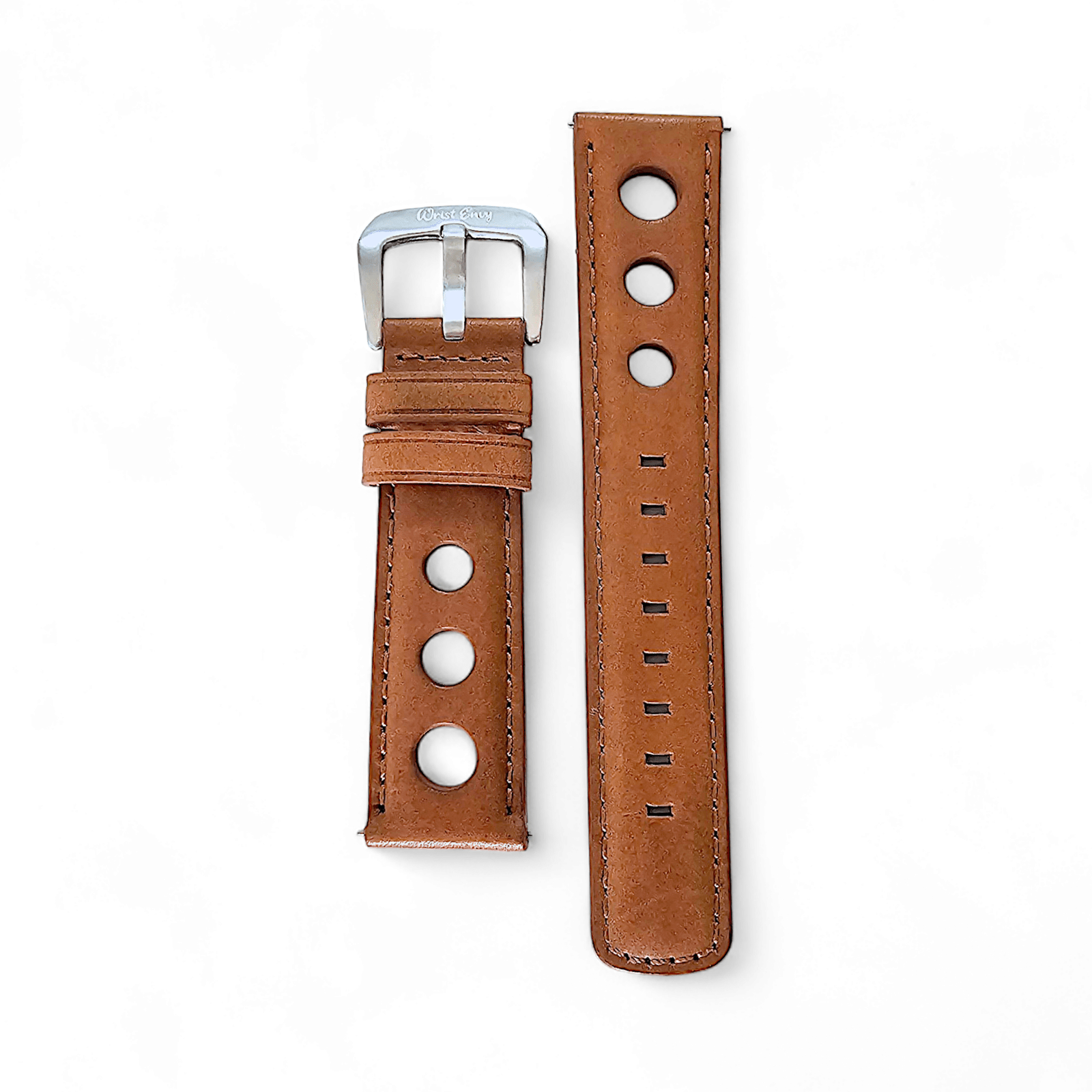 Horween Leather Rally Hole Punched Watch Strap Brown 18mm, 20mm, 21mm, 22mm - Wrist Envy