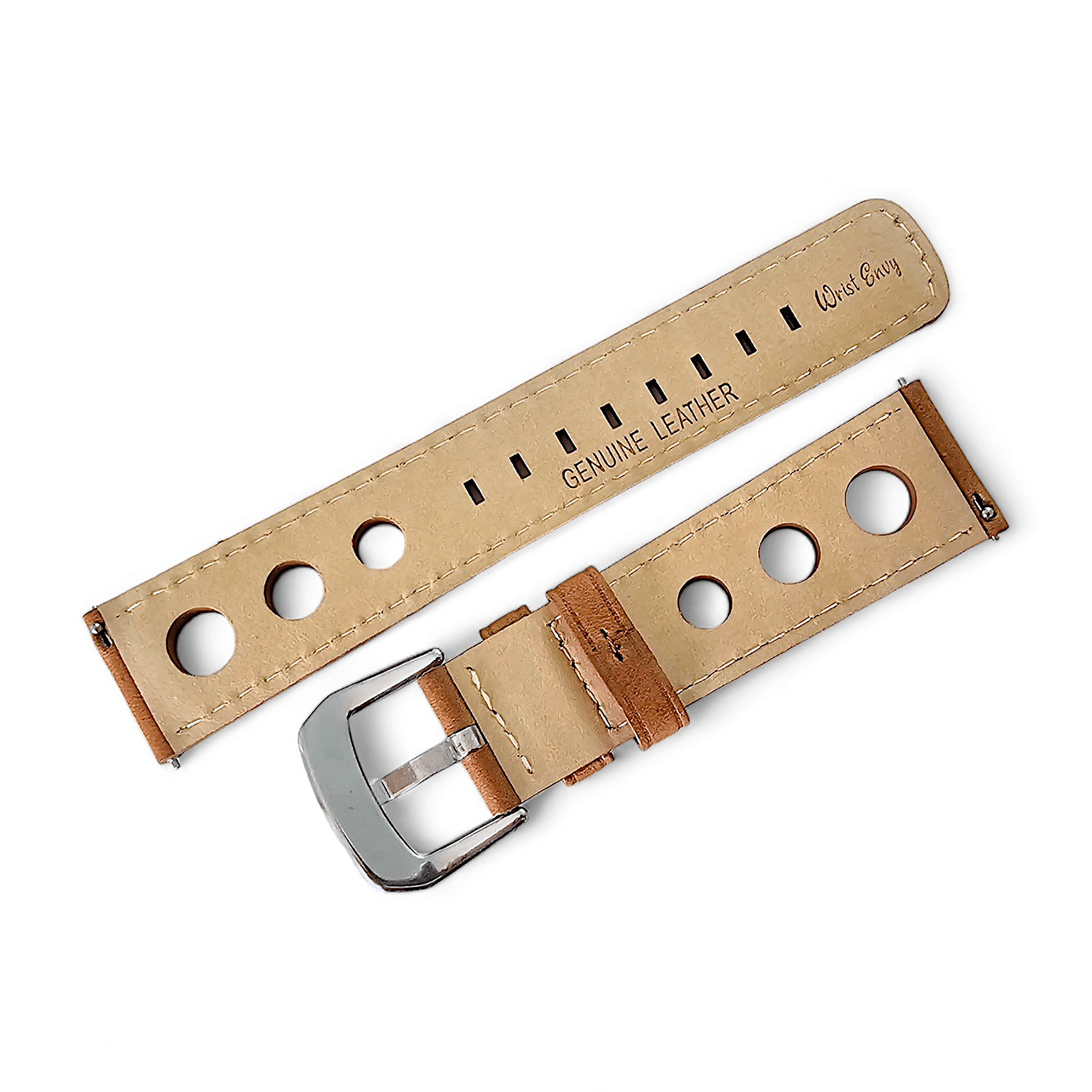 Horween Leather Rally Hole Punched Watch Strap Brown 18mm, 20mm, 21mm, 22mm - Wrist Envy