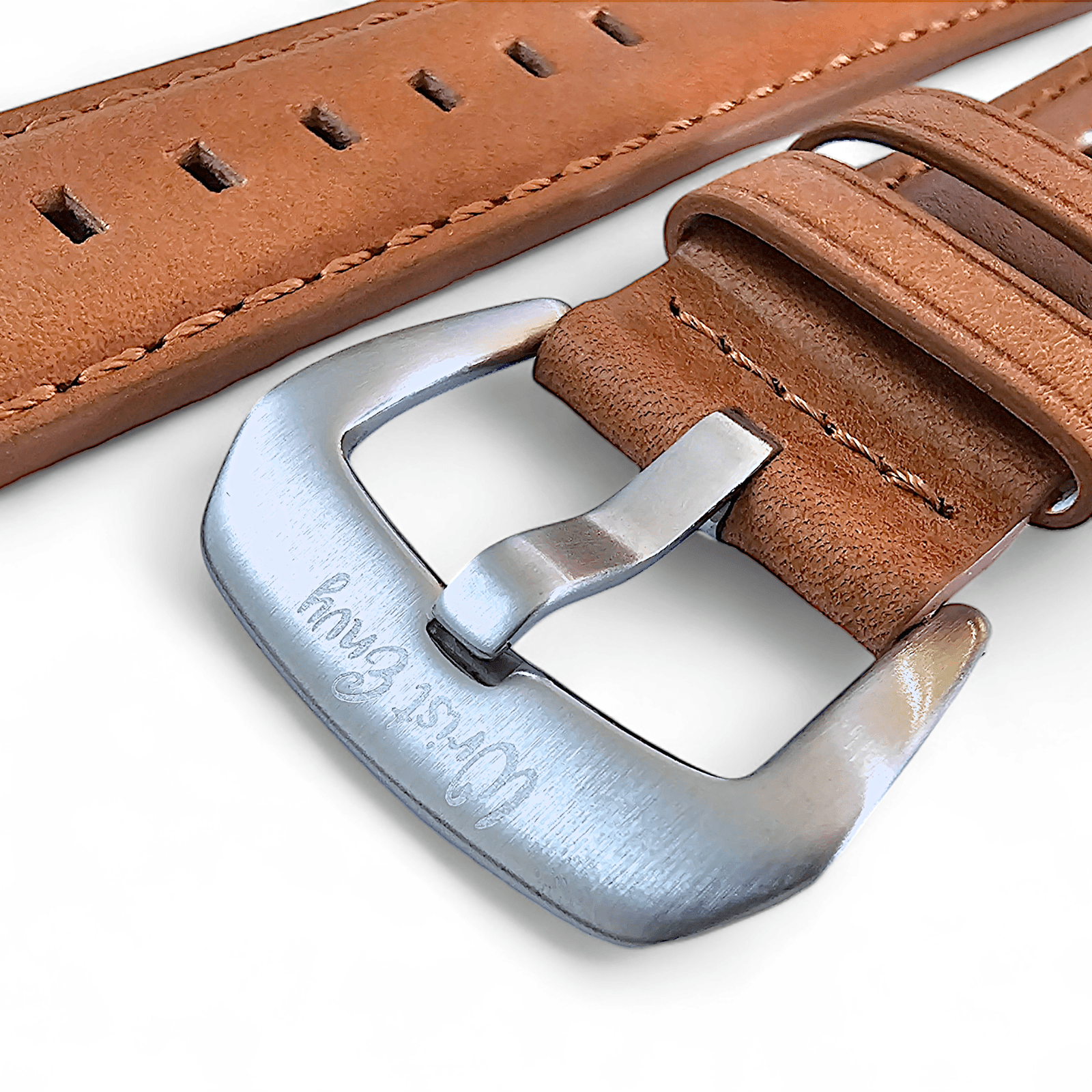 Horween Leather Rally Hole Punched Watch Strap Brown 18mm, 20mm, 21mm, 22mm - Wrist Envy