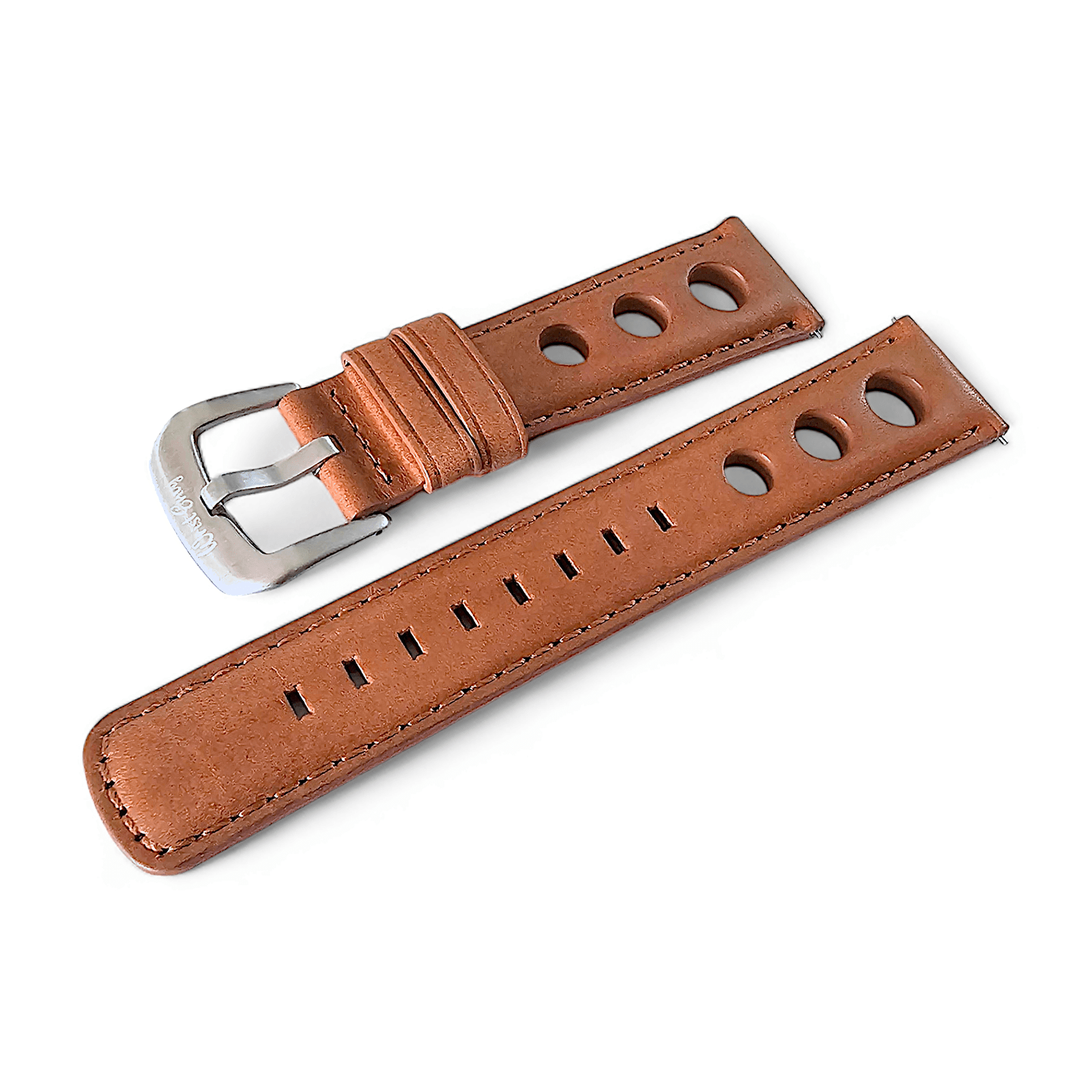 Horween Leather Rally Hole Punched Watch Strap Brown 18mm, 20mm, 21mm, 22mm - Wrist Envy