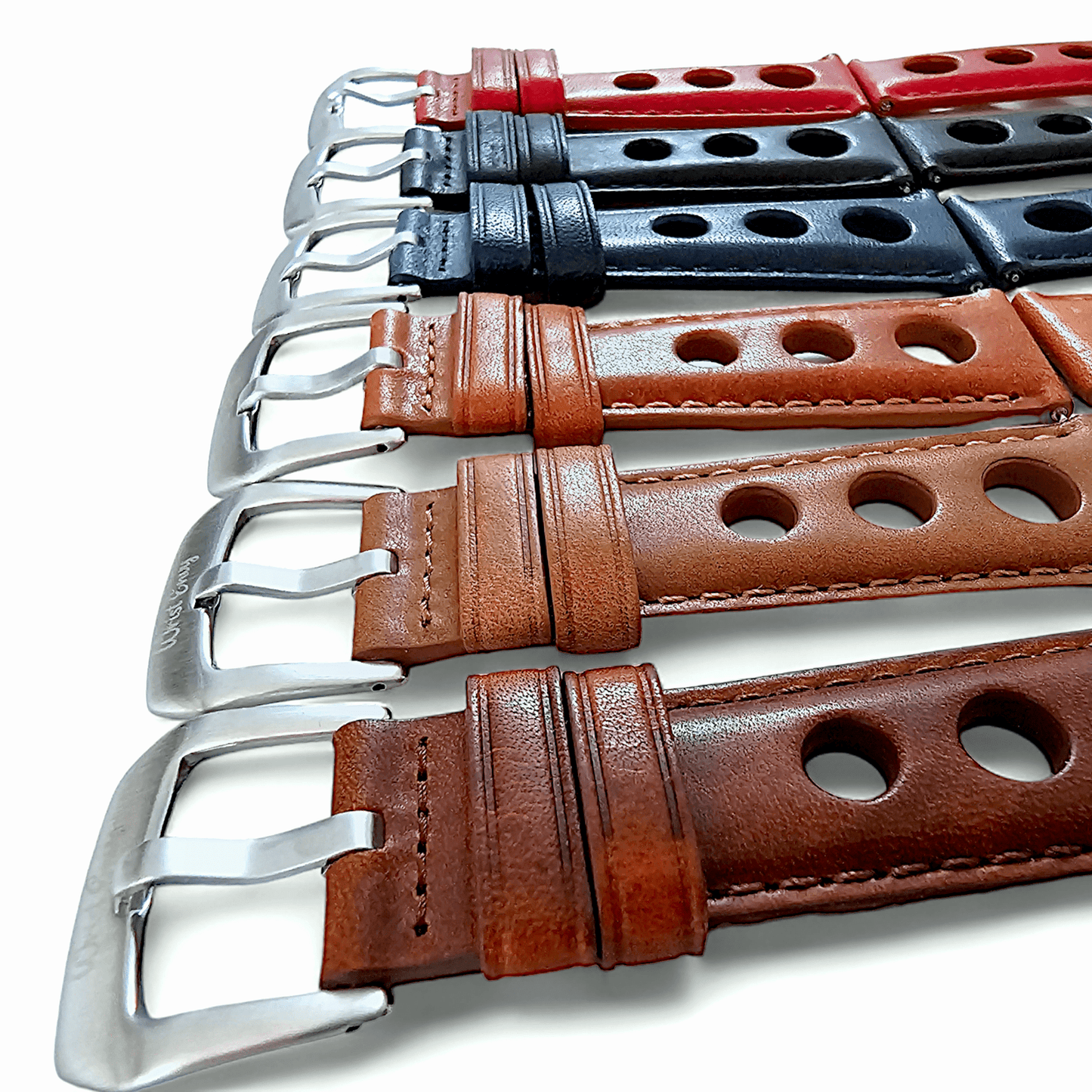 Horween Leather Rally Hole Punched Watch Strap Brown 18mm, 20mm, 21mm, 22mm - Wrist Envy