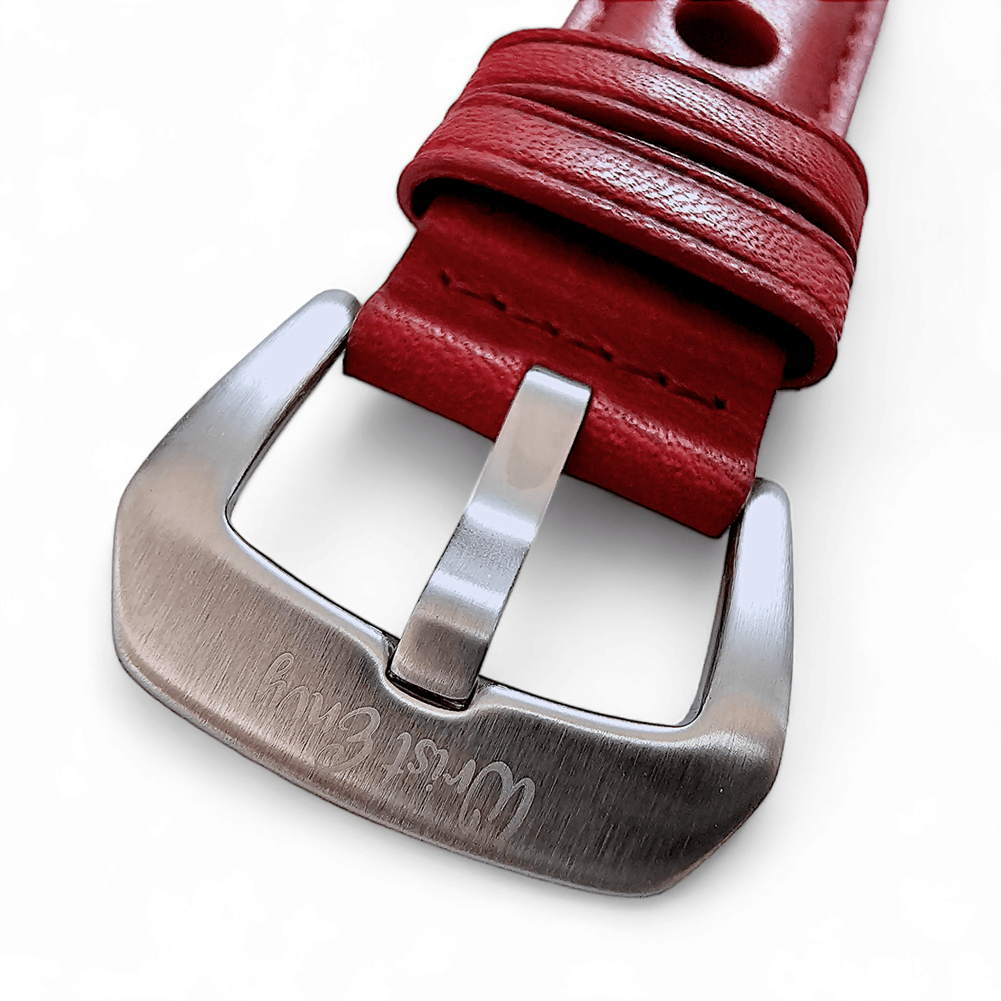 Horween Leather Rally Hole Punched Watch Strap Dark Crimson Red 18mm, 20mm, 21mm, 22mm - Wrist Envy