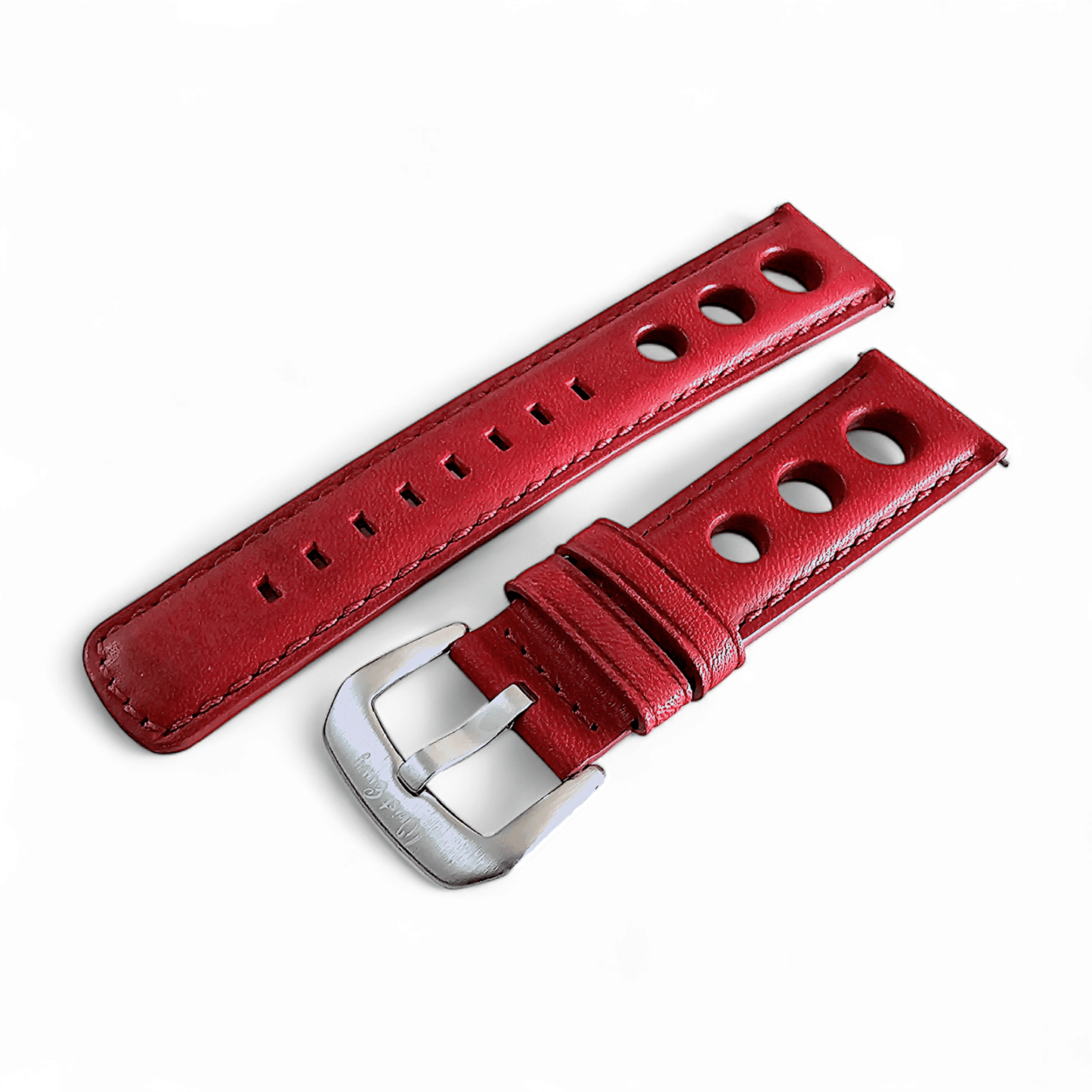 Horween Leather Rally Hole Punched Watch Strap Dark Crimson Red 18mm, 20mm, 21mm, 22mm - Wrist Envy