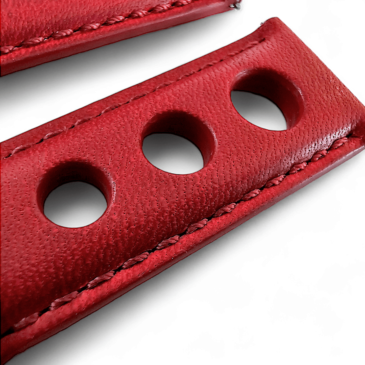 Horween Leather Rally Hole Punched Watch Strap Dark Crimson Red 18mm, 20mm, 21mm, 22mm - Wrist Envy