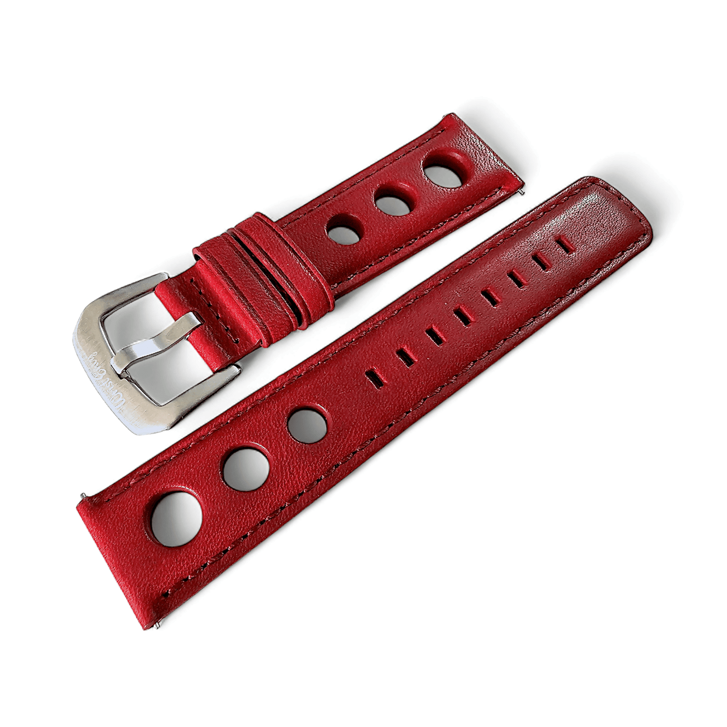 Horween Leather Rally Hole Punched Watch Strap Dark Crimson Red 18mm, 20mm, 21mm, 22mm - Wrist Envy