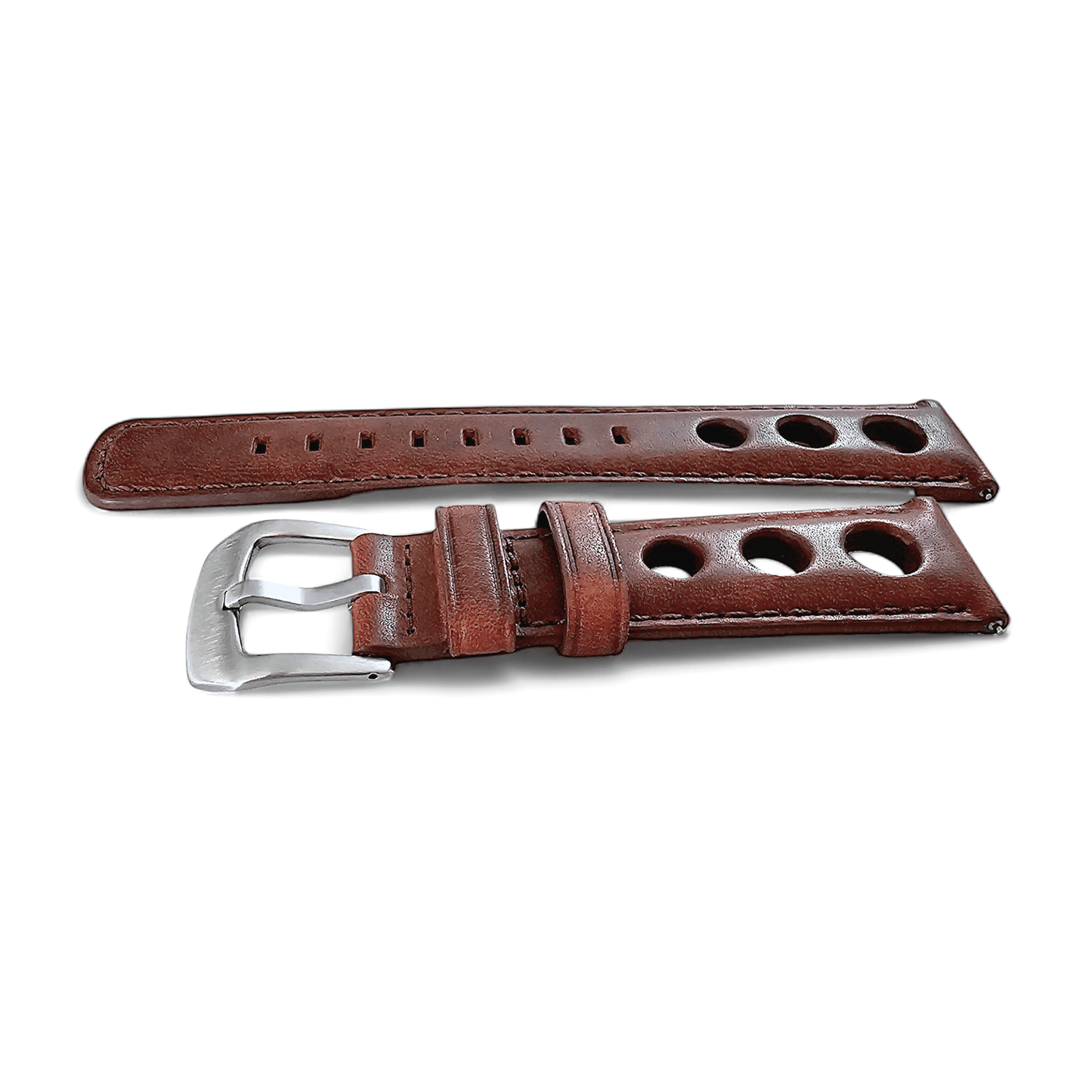 Horween Leather Rally Hole Punched Watch Strap Dark Walnut Brown 18mm, 20mm, 21mm, 22mm - Wrist Envy