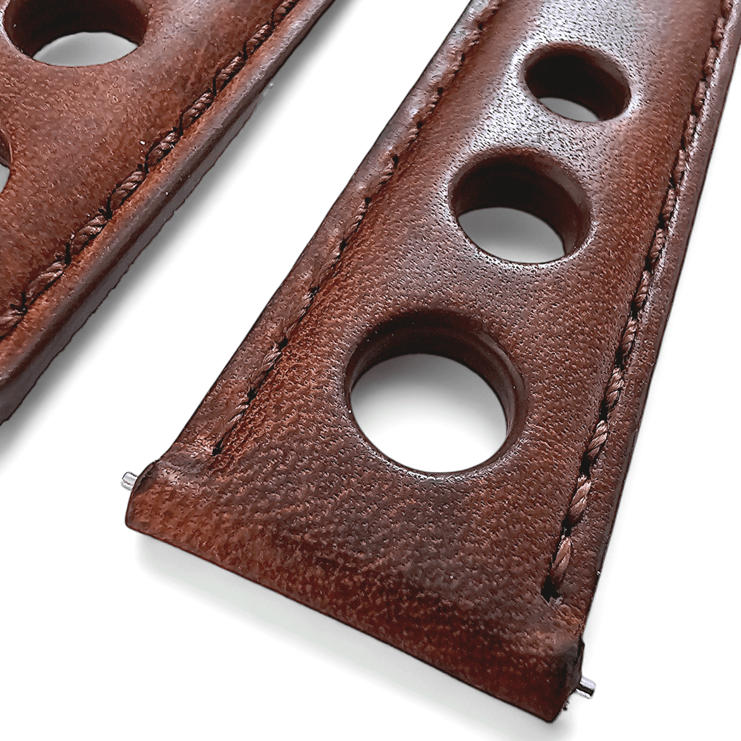 Horween Leather Rally Hole Punched Watch Strap Dark Walnut Brown 18mm, 20mm, 21mm, 22mm - Wrist Envy
