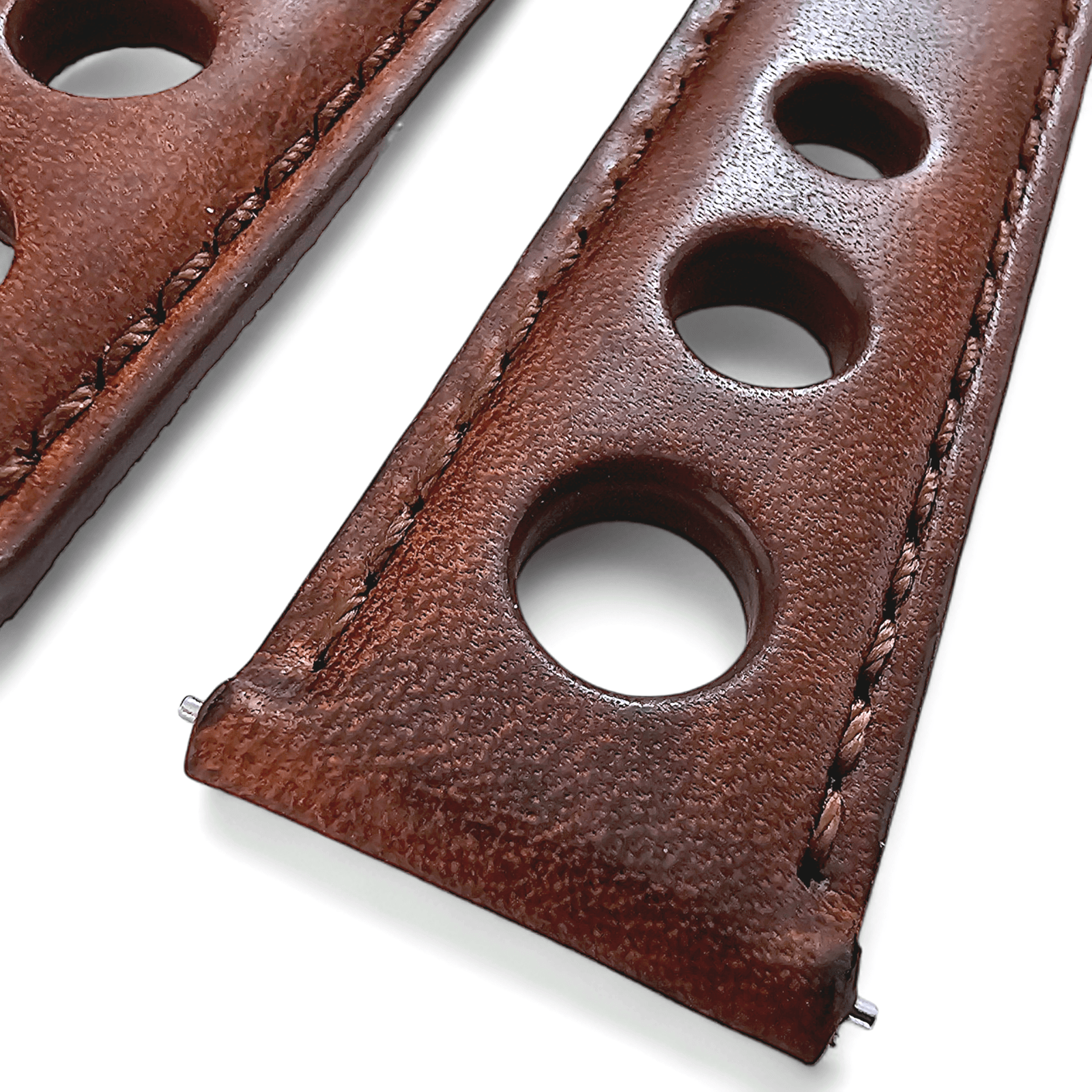 Horween Leather Rally Hole Punched Watch Strap Dark Walnut Brown 18mm, 20mm, 21mm, 22mm - Wrist Envy