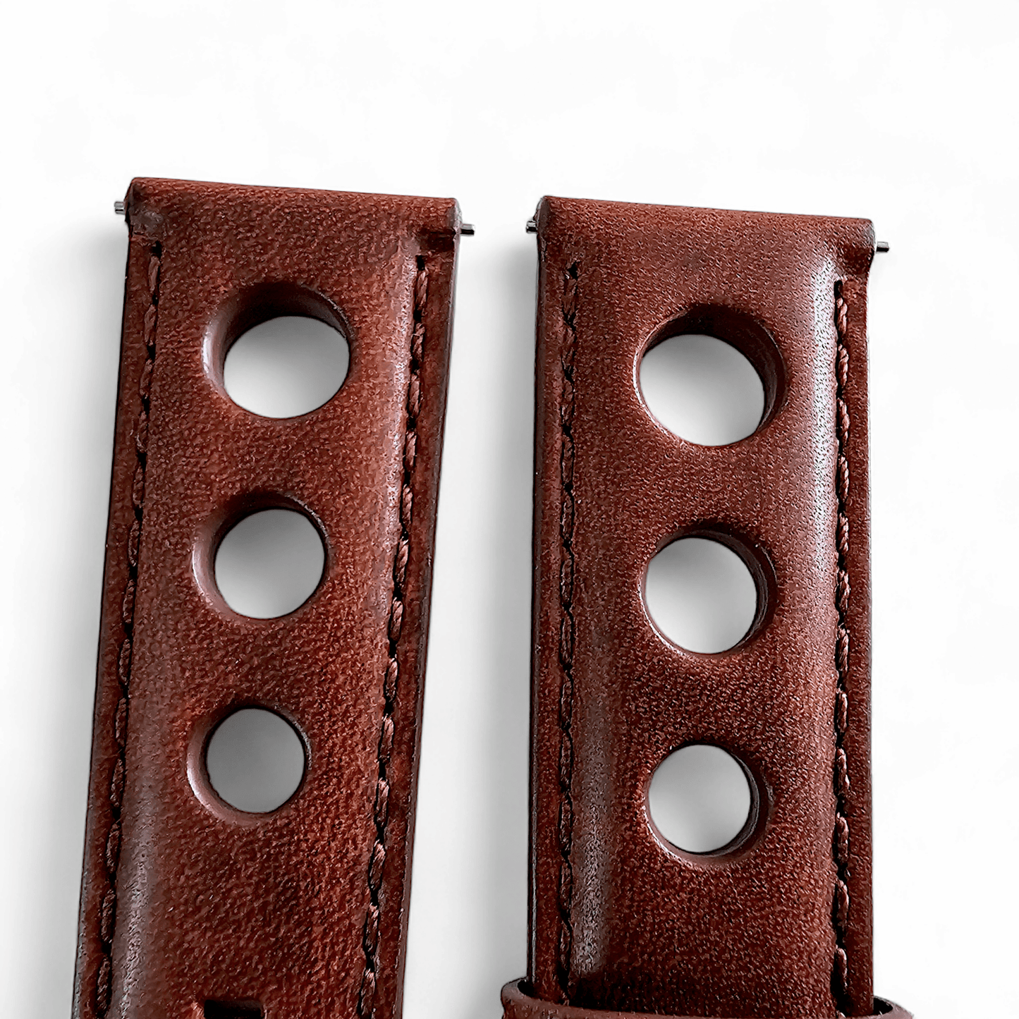 Horween Leather Rally Hole Punched Watch Strap Dark Walnut Brown 18mm, 20mm, 21mm, 22mm - Wrist Envy