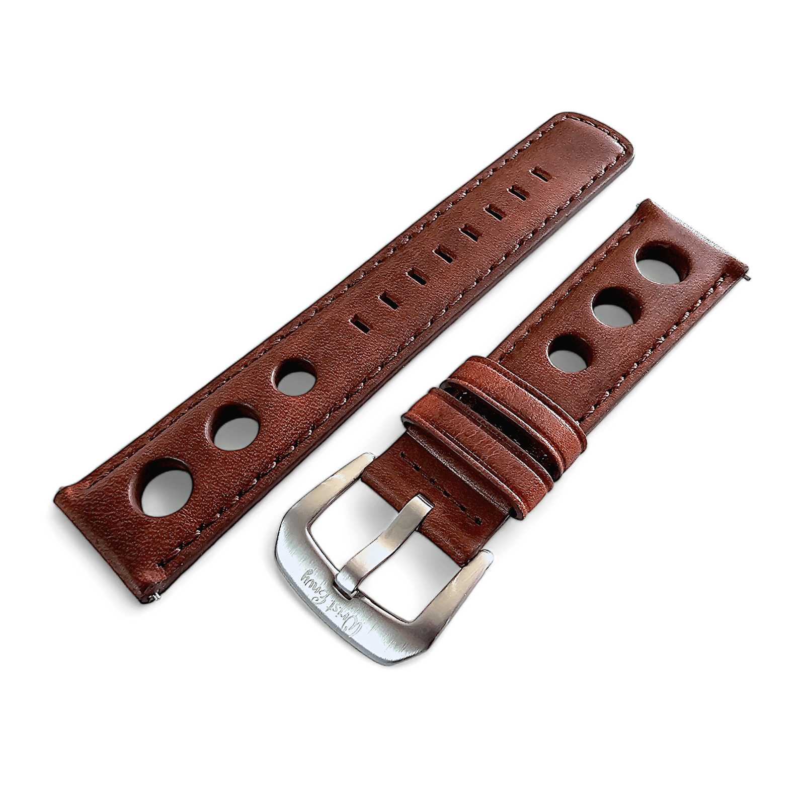 Horween Leather Rally Hole Punched Watch Strap Dark Walnut Brown 18mm, 20mm, 21mm, 22mm - Wrist Envy