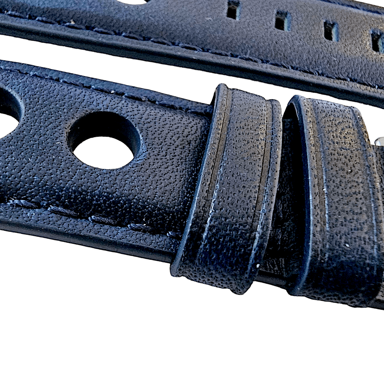 Horween Leather Rally Hole Punched Watch Strap Navy Blue 18mm, 20mm, 21mm, 22mm - Wrist Envy