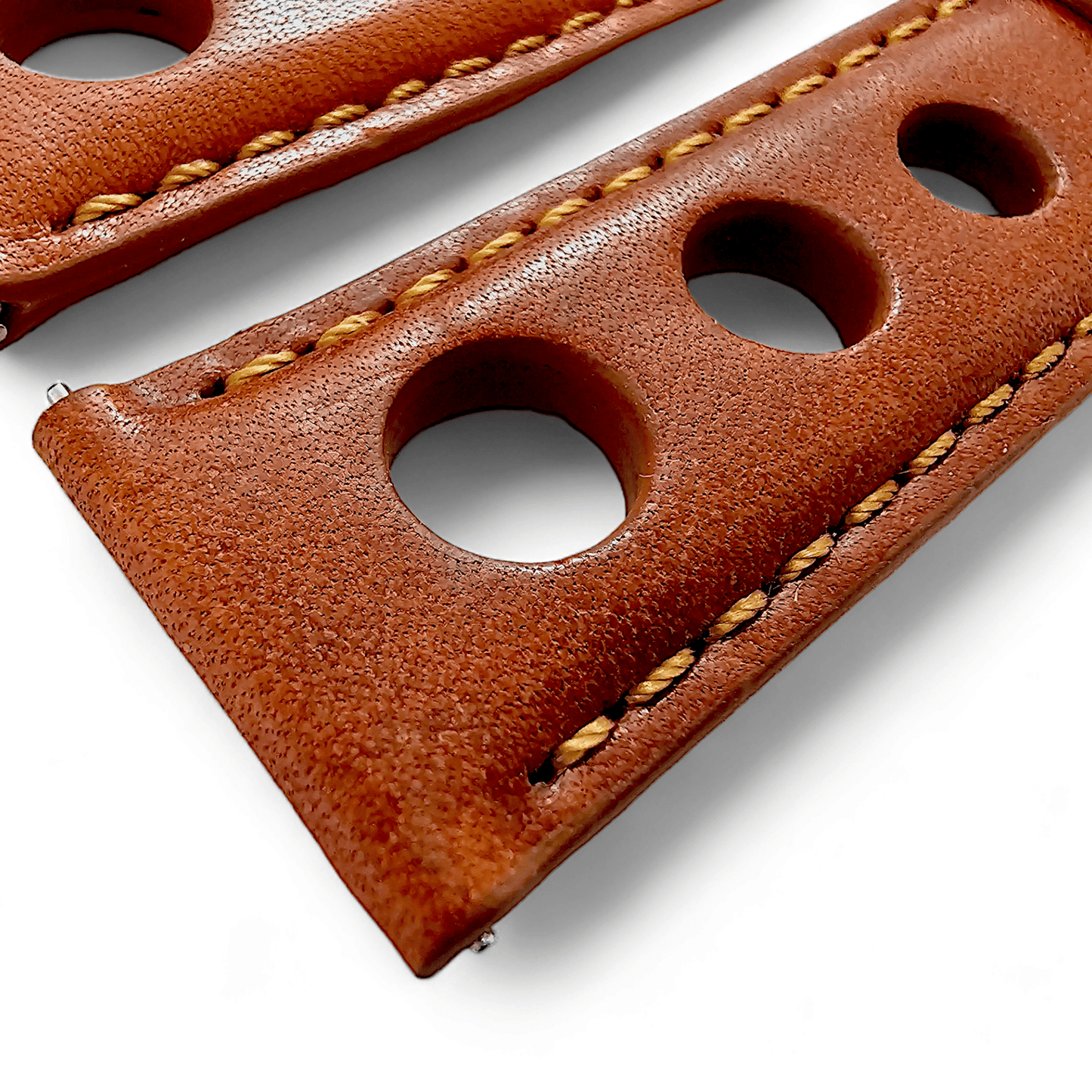 Horween Leather Rally Hole Punched Watch Strap Terracotta Brown 18mm, 20mm, 21mm, 22mm - Wrist Envy