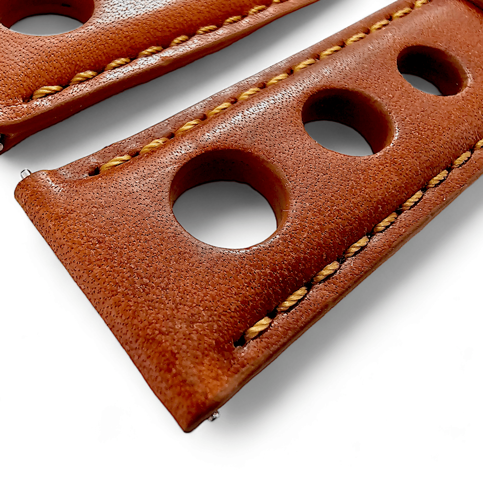 Horween Leather Rally Hole Punched Watch Strap Terracotta Brown 18mm, 20mm, 21mm, 22mm - Wrist Envy