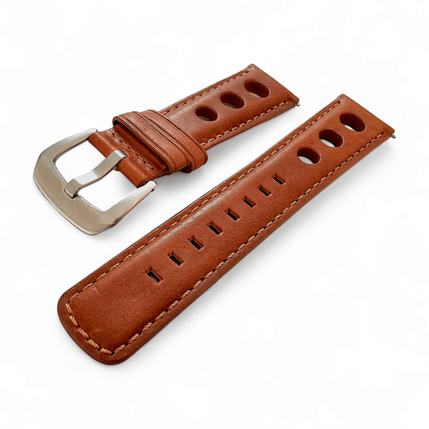 Horween Leather Rally Hole Punched Watch Strap Terracotta Brown 18mm, 20mm, 21mm, 22mm - Wrist Envy