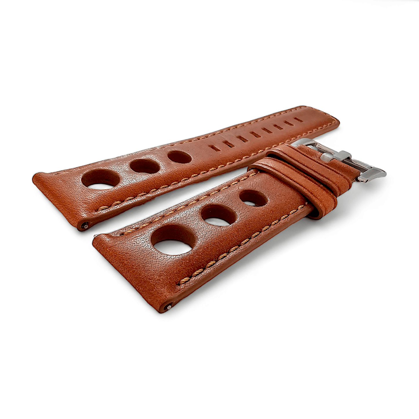 Horween Leather Rally Hole Punched Watch Strap Terracotta Brown 18mm, 20mm, 21mm, 22mm - Wrist Envy