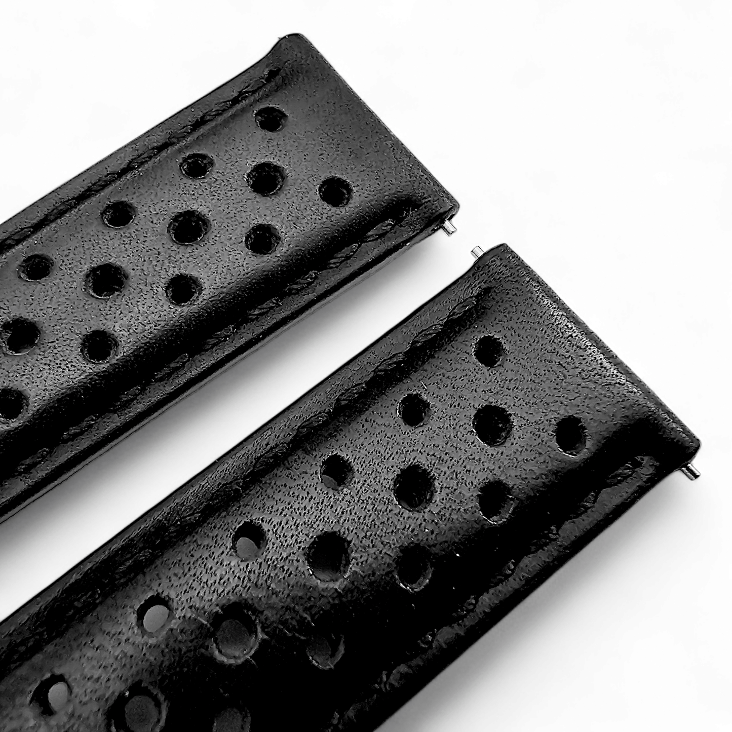 Horween Leather Rally Watch Strap Black 18mm, 20mm, 21mm, 22mm - Wrist Envy