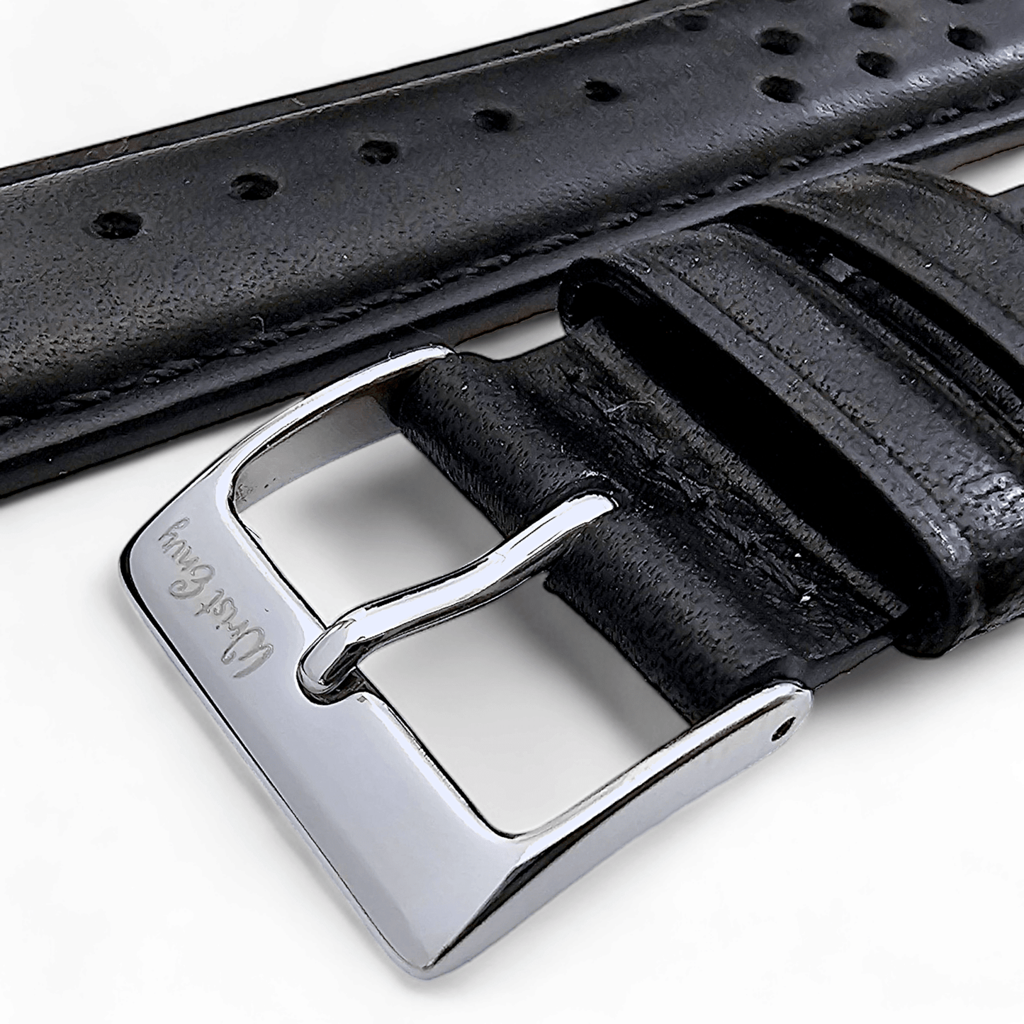 Horween Leather Rally Watch Strap Black 18mm, 20mm, 21mm, 22mm - Wrist Envy