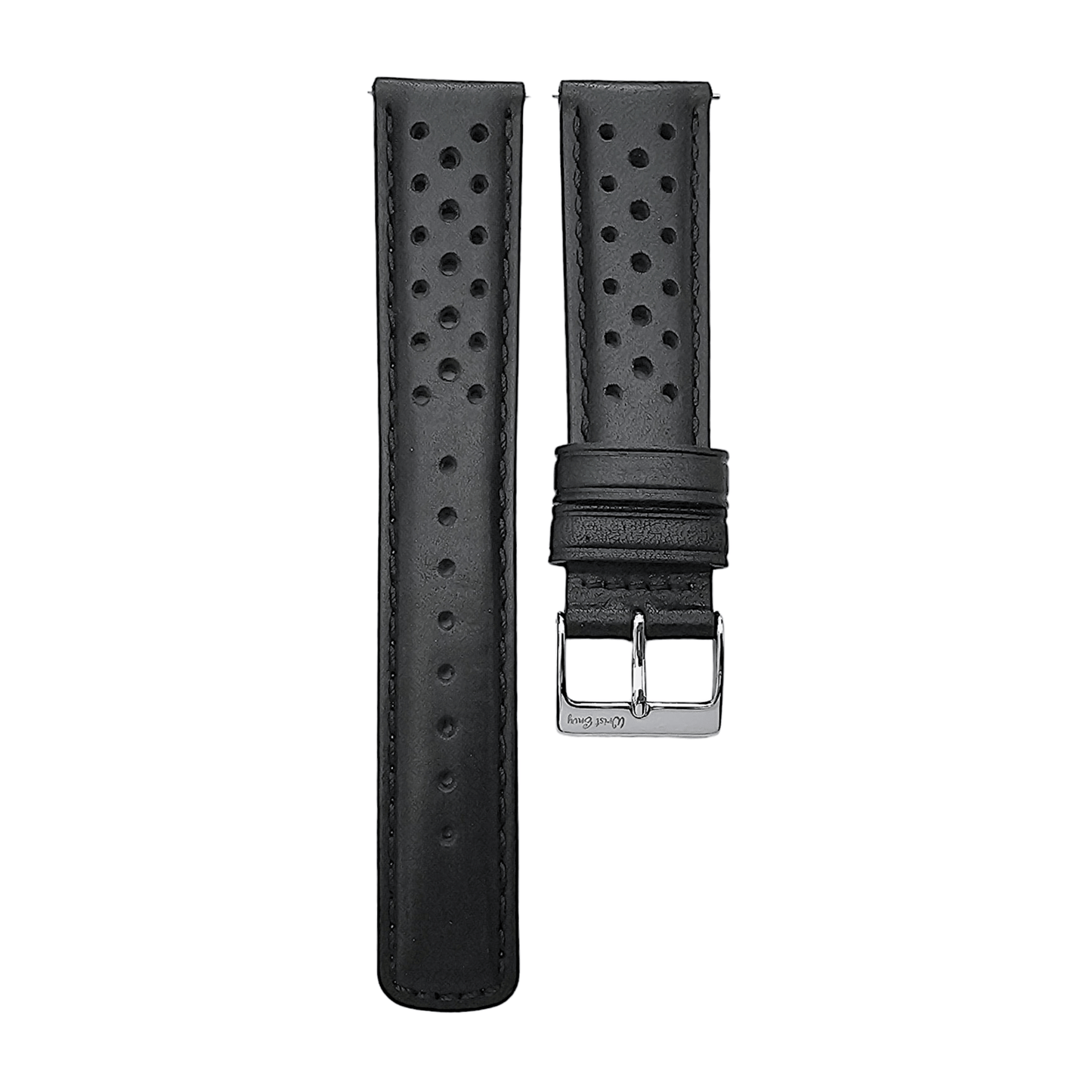 Horween Leather Rally Watch Strap Black 18mm, 20mm, 21mm, 22mm - Wrist Envy