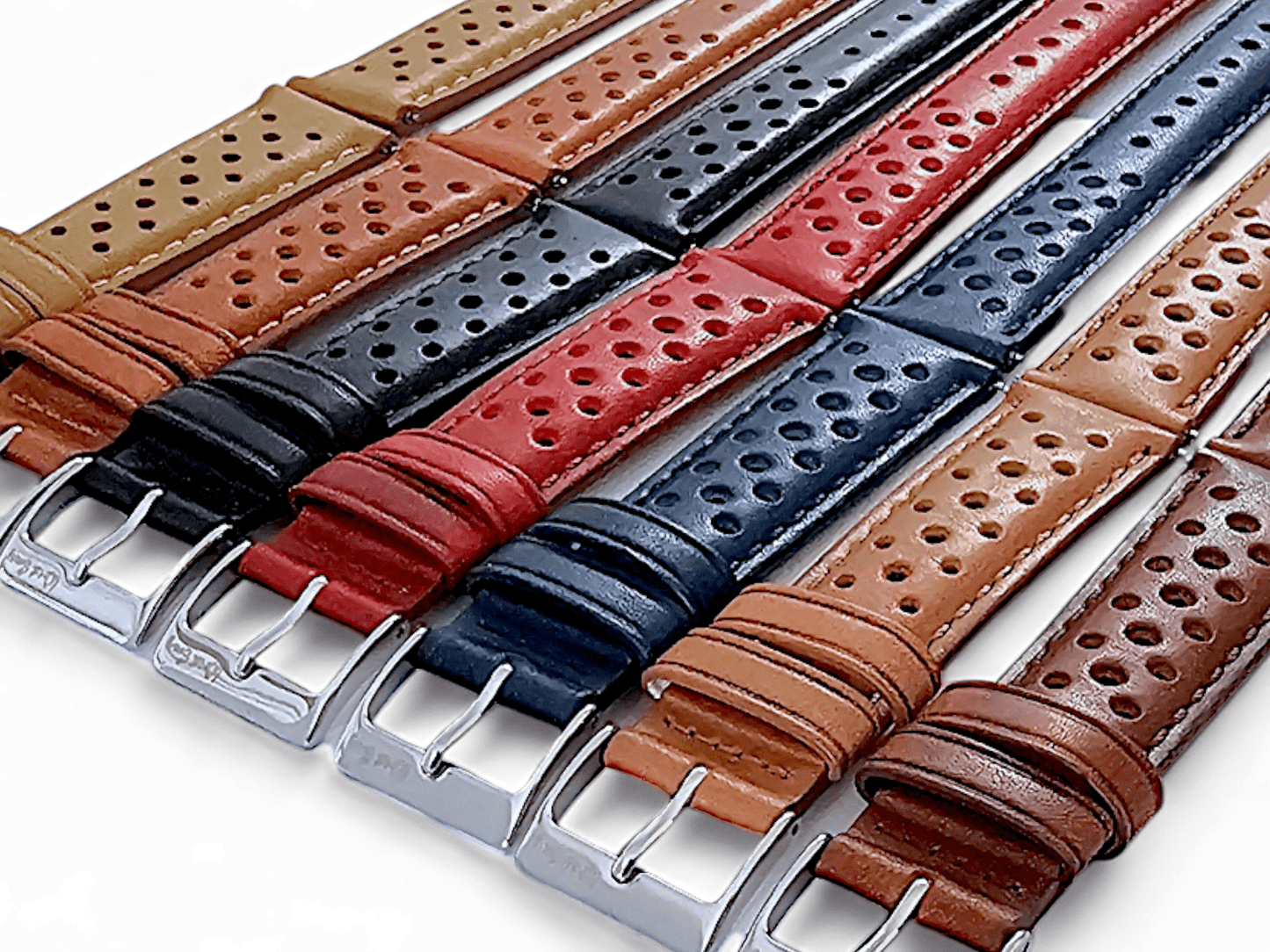Horween Leather Rally Watch Strap Black 18mm, 20mm, 21mm, 22mm - Wrist Envy