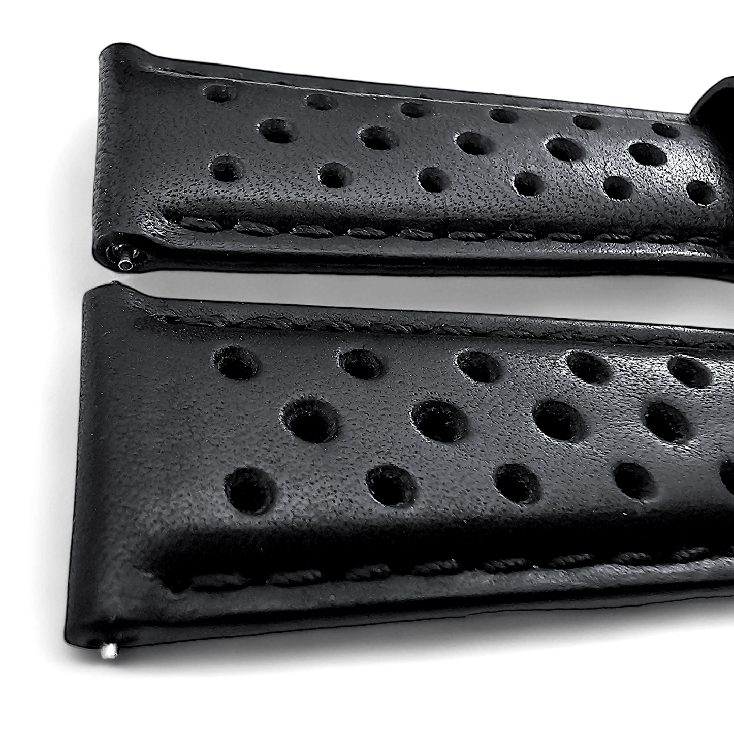 Horween Leather Rally Watch Strap Black 18mm, 20mm, 21mm, 22mm - Wrist Envy