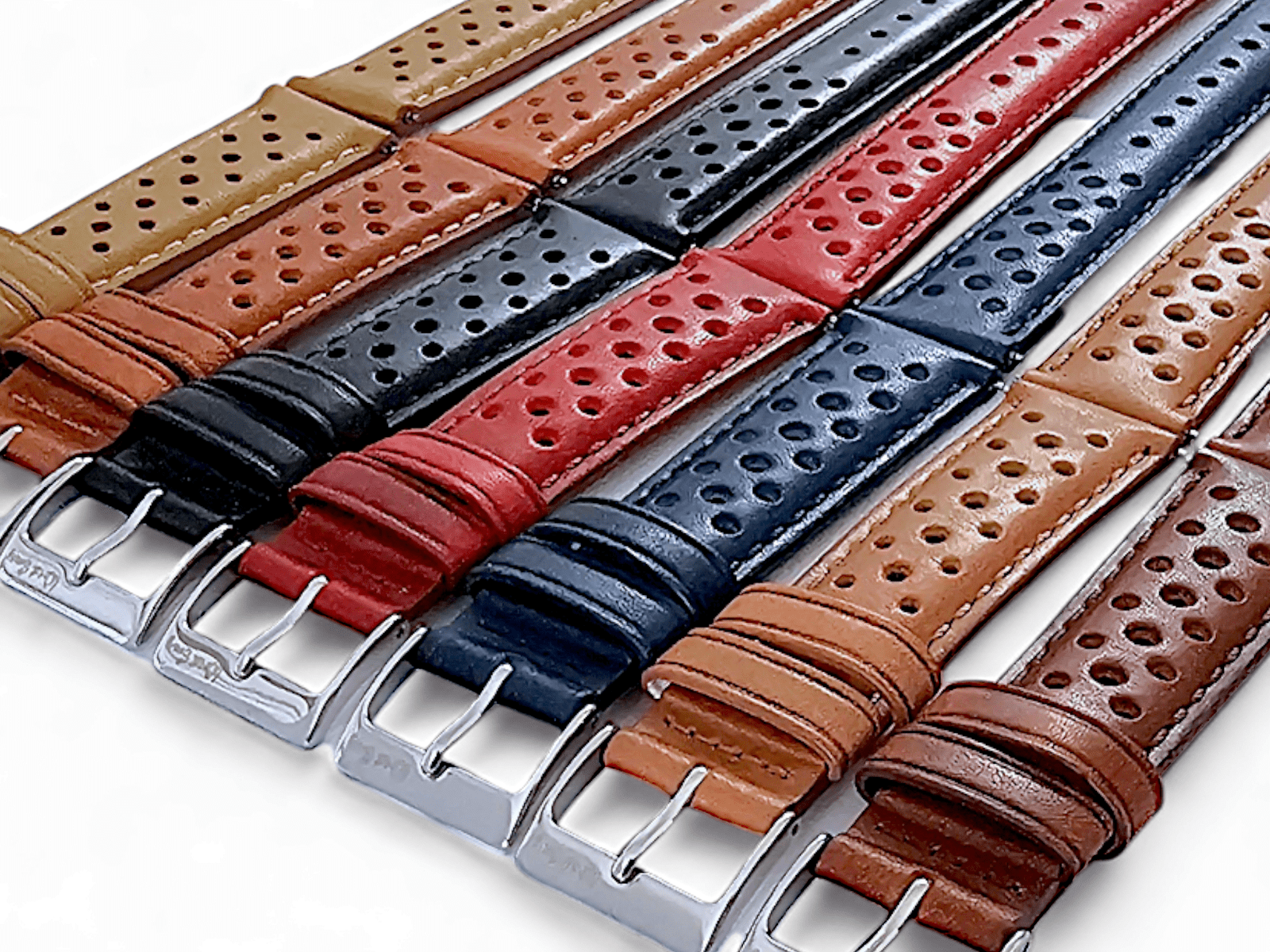Horween Leather Rally Watch Strap Blue 18mm, 20mm, 21mm, 22mm - Wrist Envy