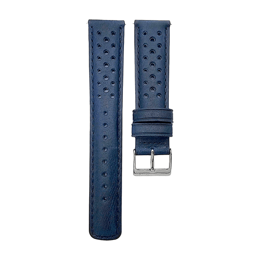Horween Leather Rally Watch Strap Blue 18mm, 20mm, 21mm, 22mm - Wrist Envy