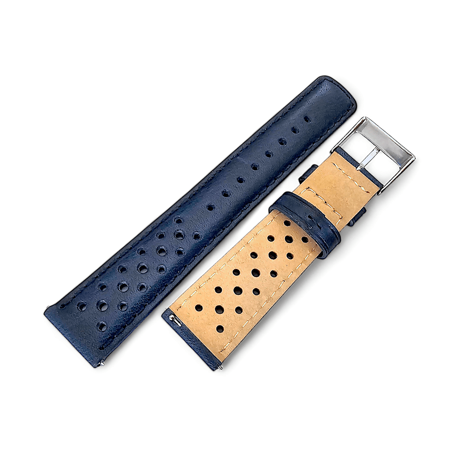 Horween Leather Rally Watch Strap Blue 18mm, 20mm, 21mm, 22mm - Wrist Envy