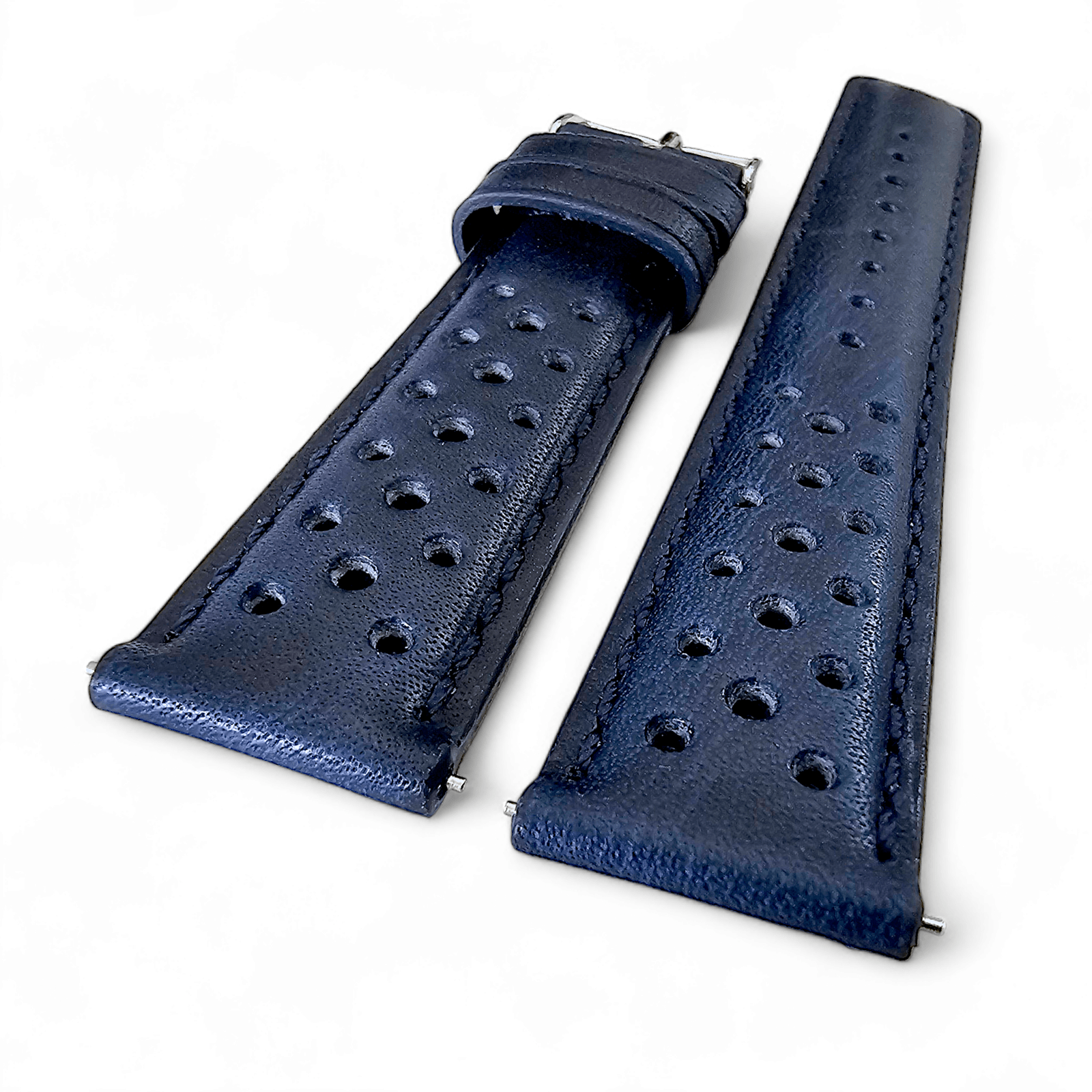 Horween Leather Rally Watch Strap Blue 18mm, 20mm, 21mm, 22mm - Wrist Envy