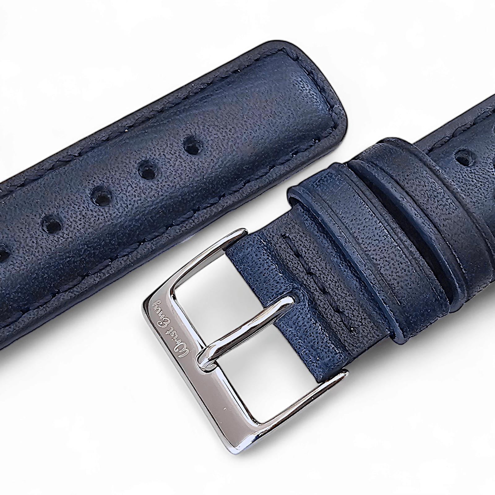 Horween Leather Rally Watch Strap Blue 18mm, 20mm, 21mm, 22mm - Wrist Envy