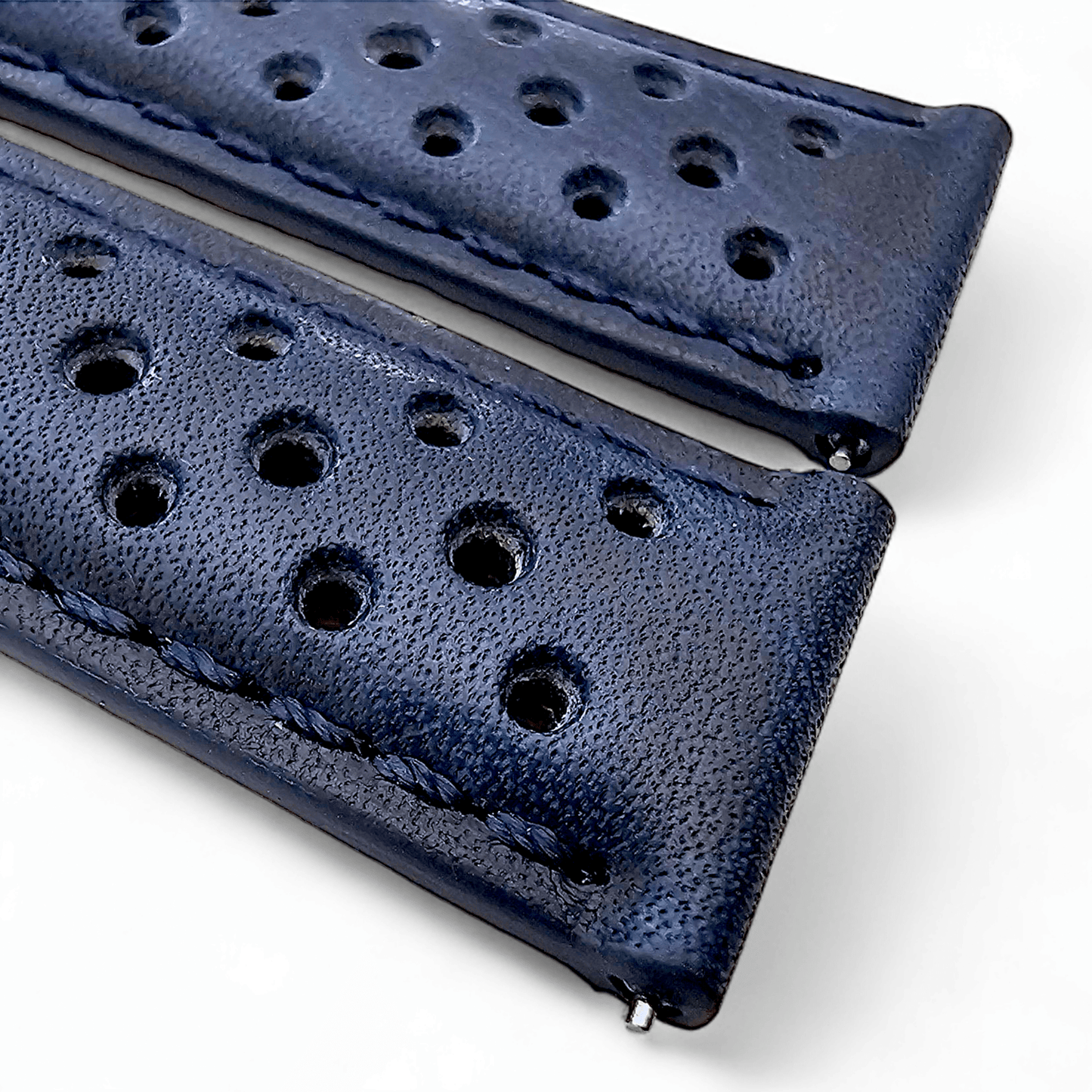Horween Leather Rally Watch Strap Blue 18mm, 20mm, 21mm, 22mm - Wrist Envy