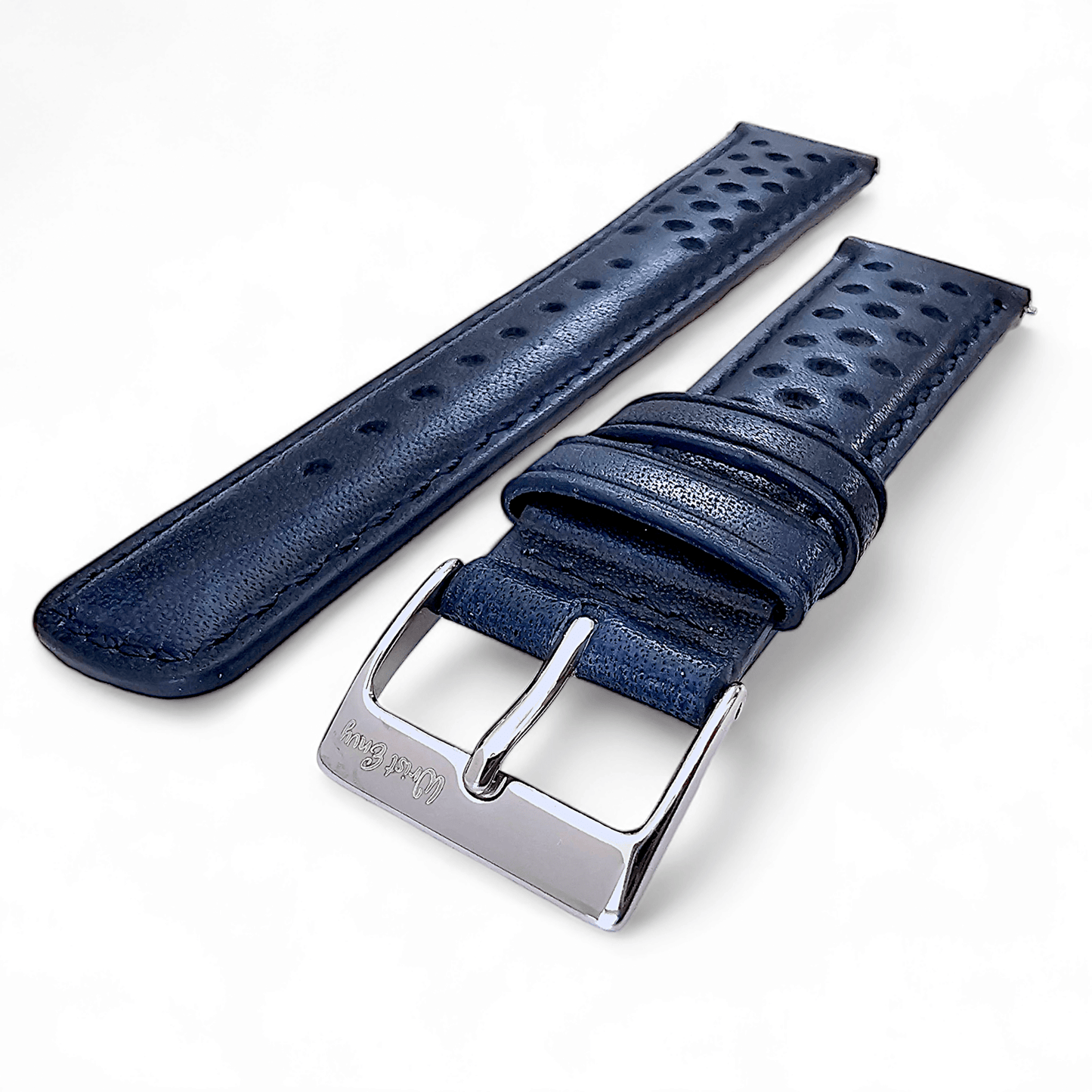 Horween Leather Rally Watch Strap Blue 18mm, 20mm, 21mm, 22mm - Wrist Envy