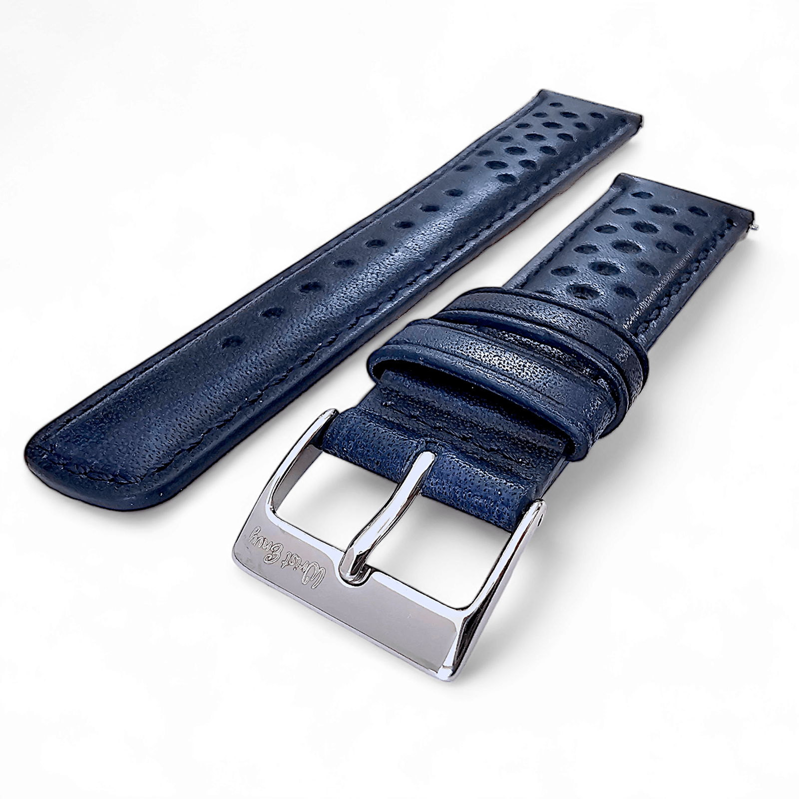 Horween Leather Rally Watch Strap Blue 18mm, 20mm, 21mm, 22mm - Wrist Envy