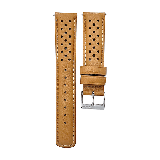 Horween Leather Rally Watch Strap Light Brown 18mm - Wrist Envy
