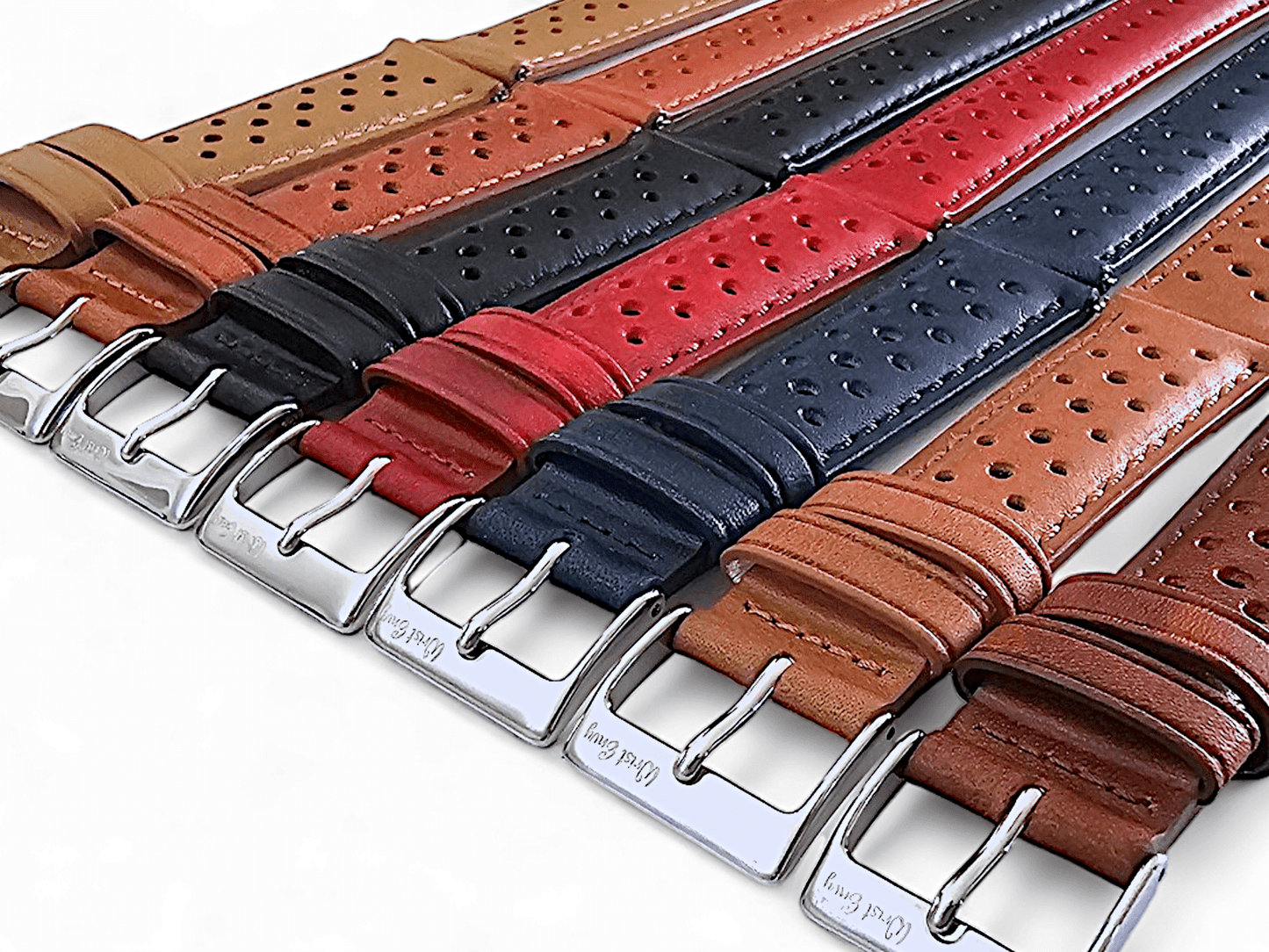 Horween Leather Rally Watch Strap Red 18mm, 20mm, 21mm, 22mm - Wrist Envy