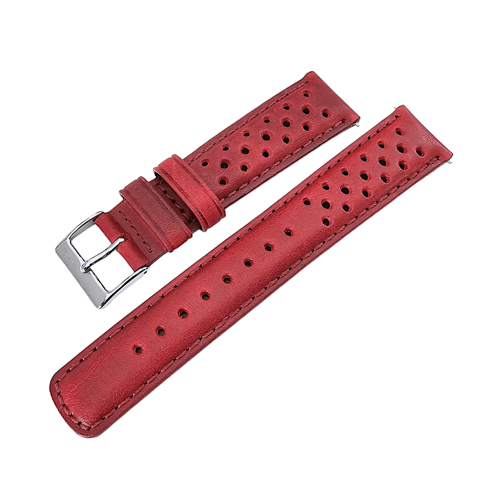Horween Leather Rally Watch Strap Red 18mm, 20mm, 21mm, 22mm - Wrist Envy