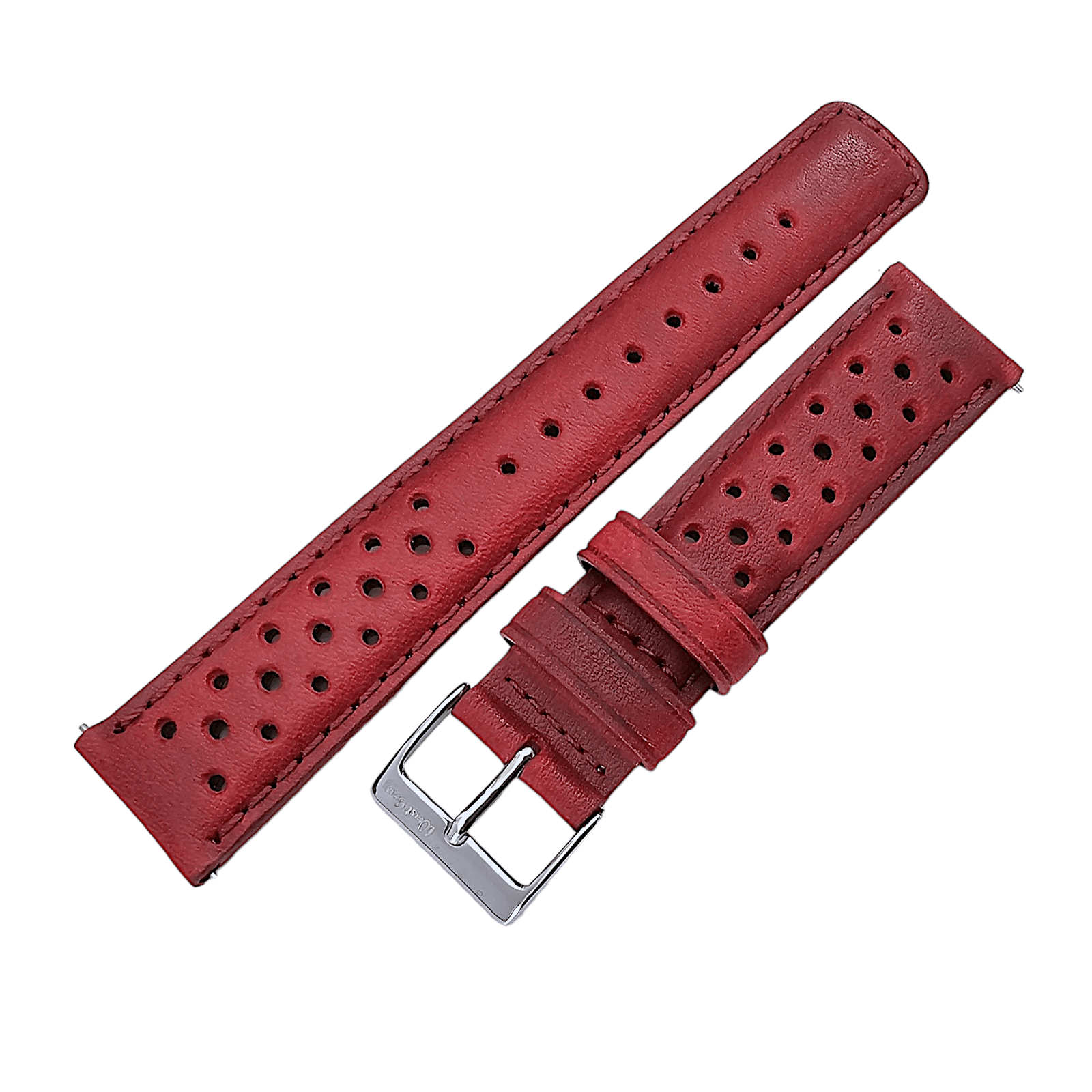 Horween Leather Rally Watch Strap Red 18mm, 20mm, 21mm, 22mm - Wrist Envy