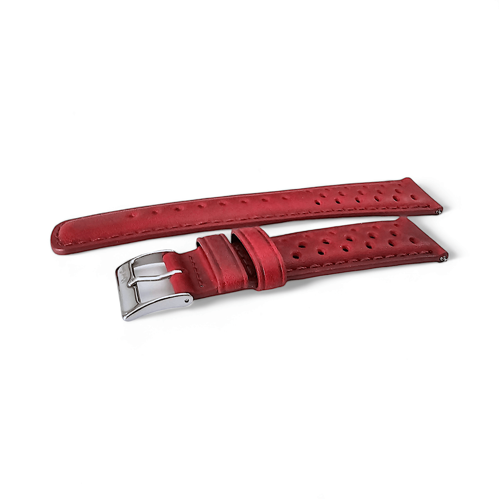 Horween Leather Rally Watch Strap Red 18mm, 20mm, 21mm, 22mm - Wrist Envy