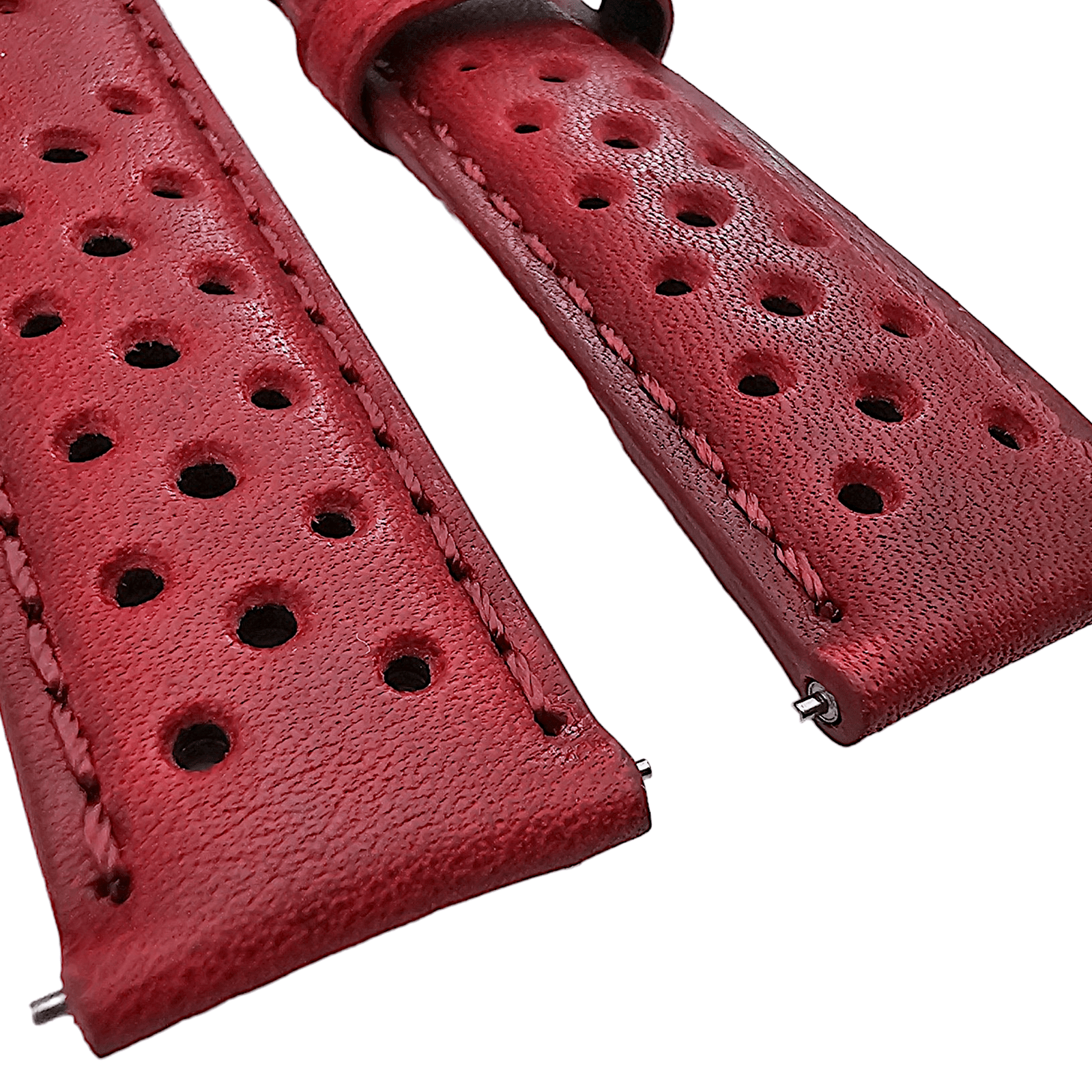 Horween Leather Rally Watch Strap Red 18mm, 20mm, 21mm, 22mm - Wrist Envy