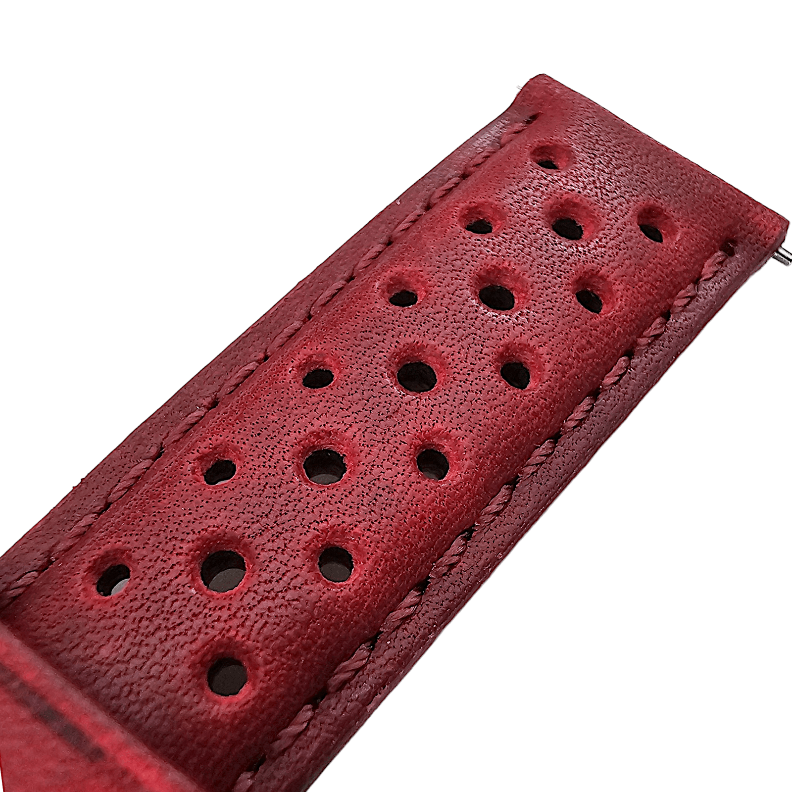Horween Leather Rally Watch Strap Red 18mm, 20mm, 21mm, 22mm - Wrist Envy