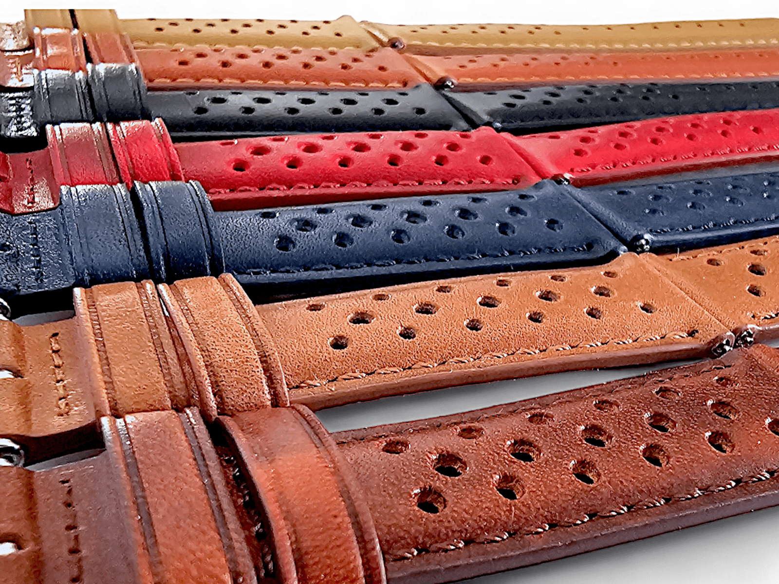 Horween Leather Rally Watch Strap Red 18mm, 20mm, 21mm, 22mm - Wrist Envy