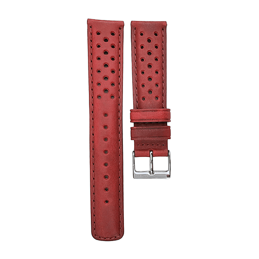 Horween Leather Rally Watch Strap Red 18mm, 20mm, 21mm, 22mm - Wrist Envy